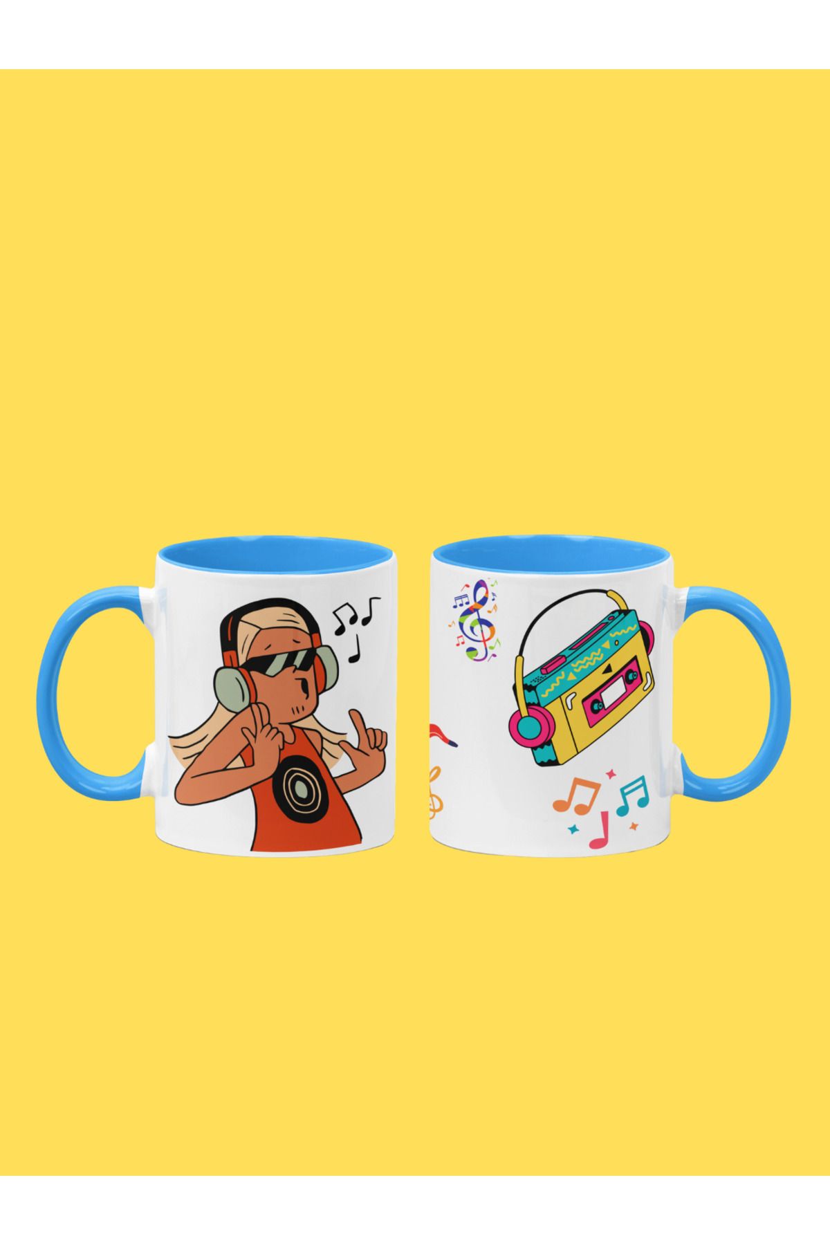 Crocodile Design Studio Müzik Serisi - Müzik ve Dans Baskılı Hediyelik Porselen/Seramik Çay Kahve Kupa Bardak