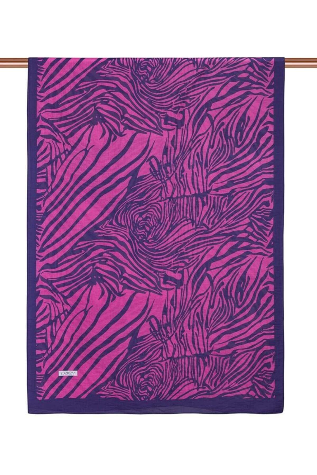 ipekevi İpekevi Zebra Desen Dört Mevsim Şal