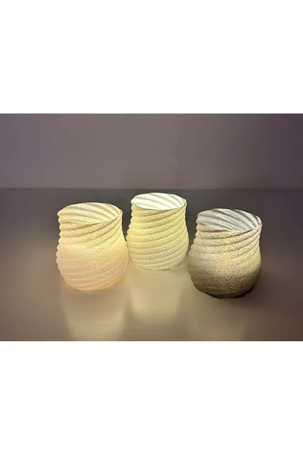 TSC 3Lü Set Şamdan Led Mumluk Ufak Boy Konsol Yemek Masası Dekorasyon