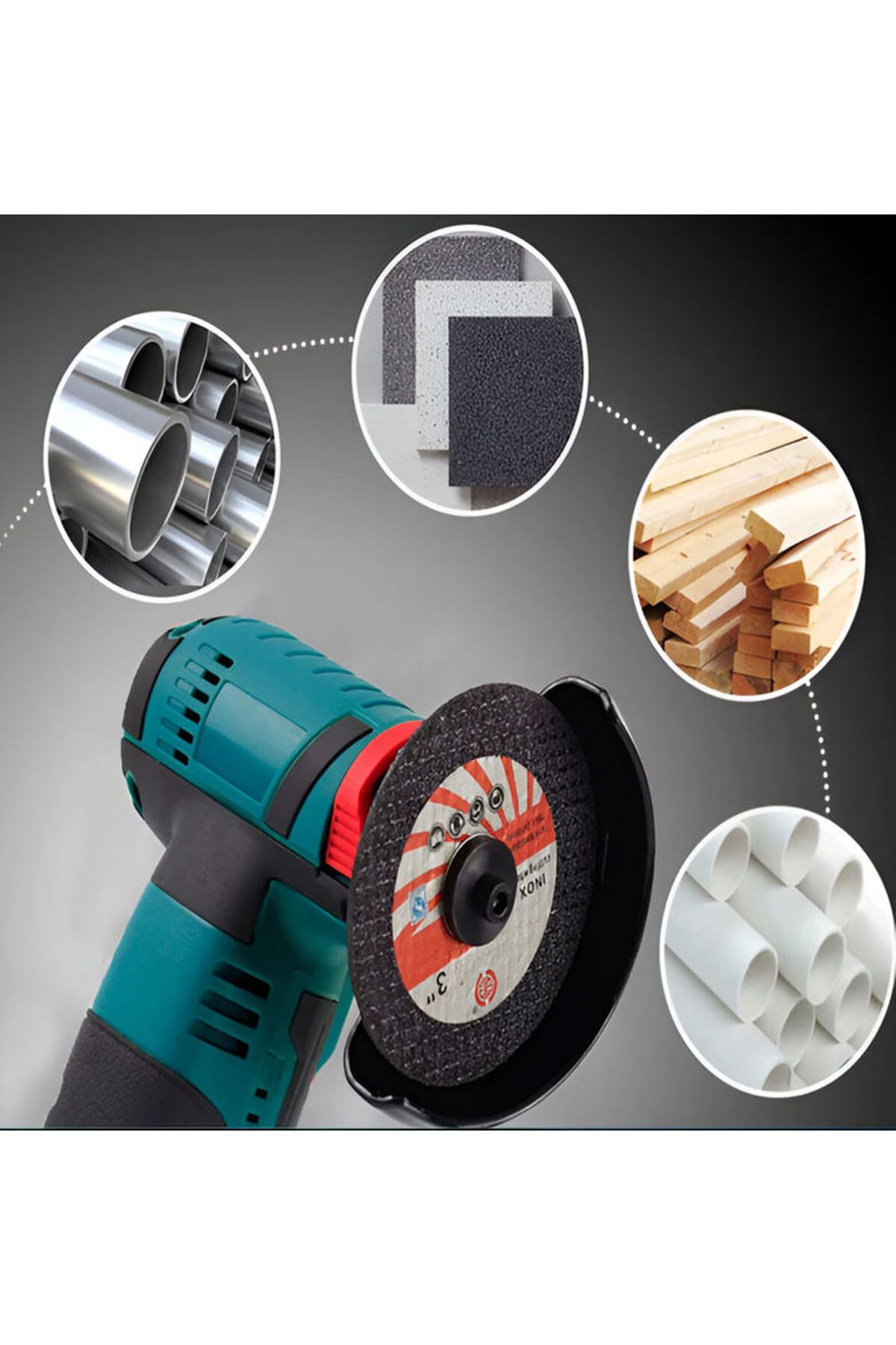esimplu-Mini Polizor Flex Unghiular Portabil, eSimplu®, 2 Acumulatori, 1500W, 19500 rpm, 10 Discuri Incluse 7