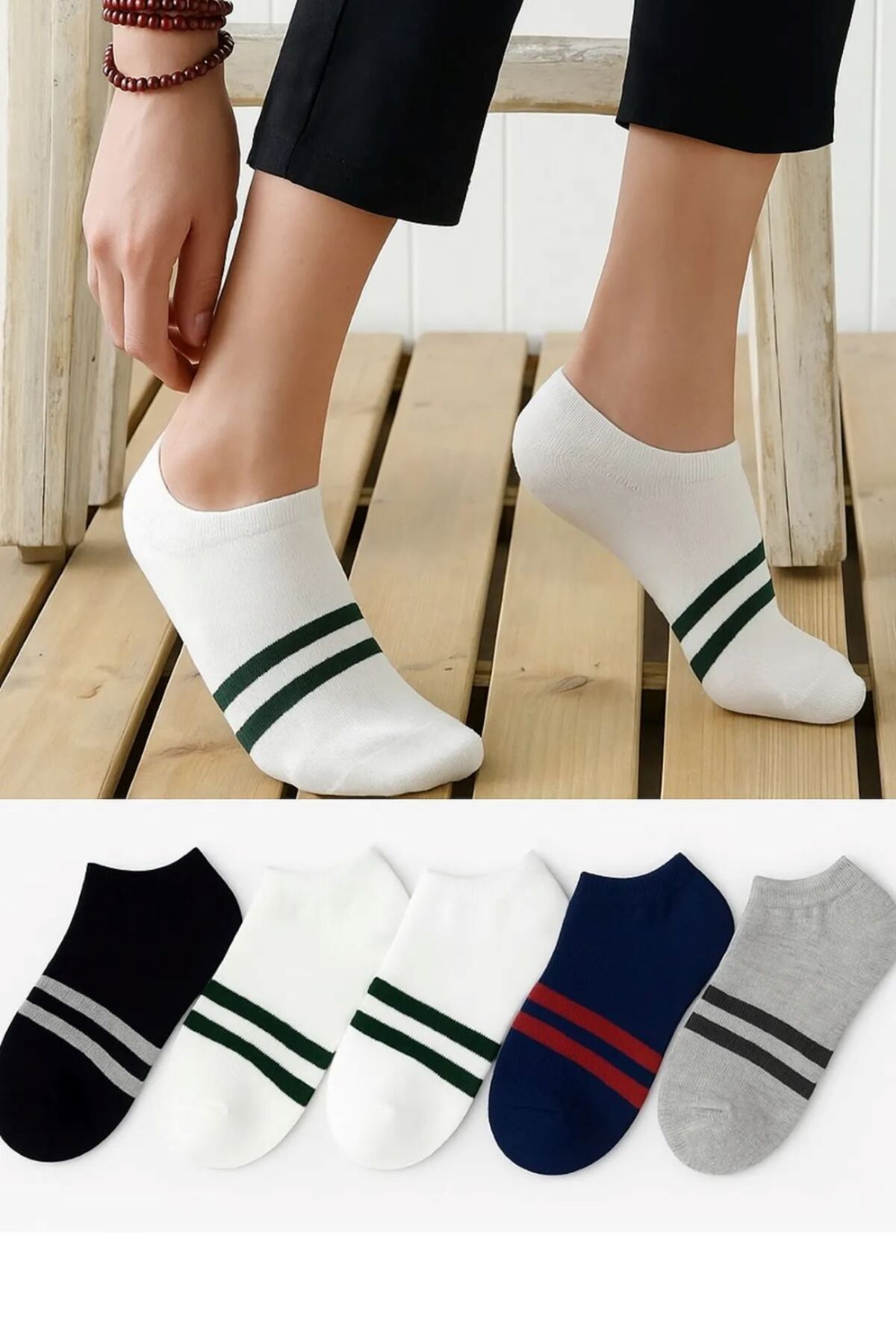 peru moda 5 Çift Ünisex Çizgili Trend Çorap Seti