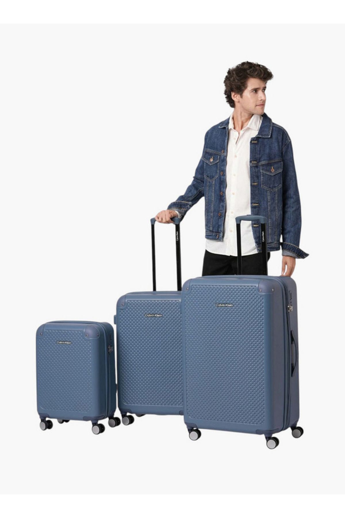 Calvin Klein-Textured Hardcase Trolley Bag with Telescopic Handle - 24 Inches - Check-In Bag 6