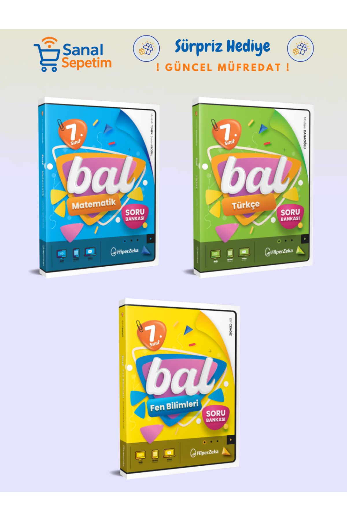 hiper zeka 7. Sınıf BAL Matematik + Türkçe + Fen Bilimleri Soru Bankaları SET