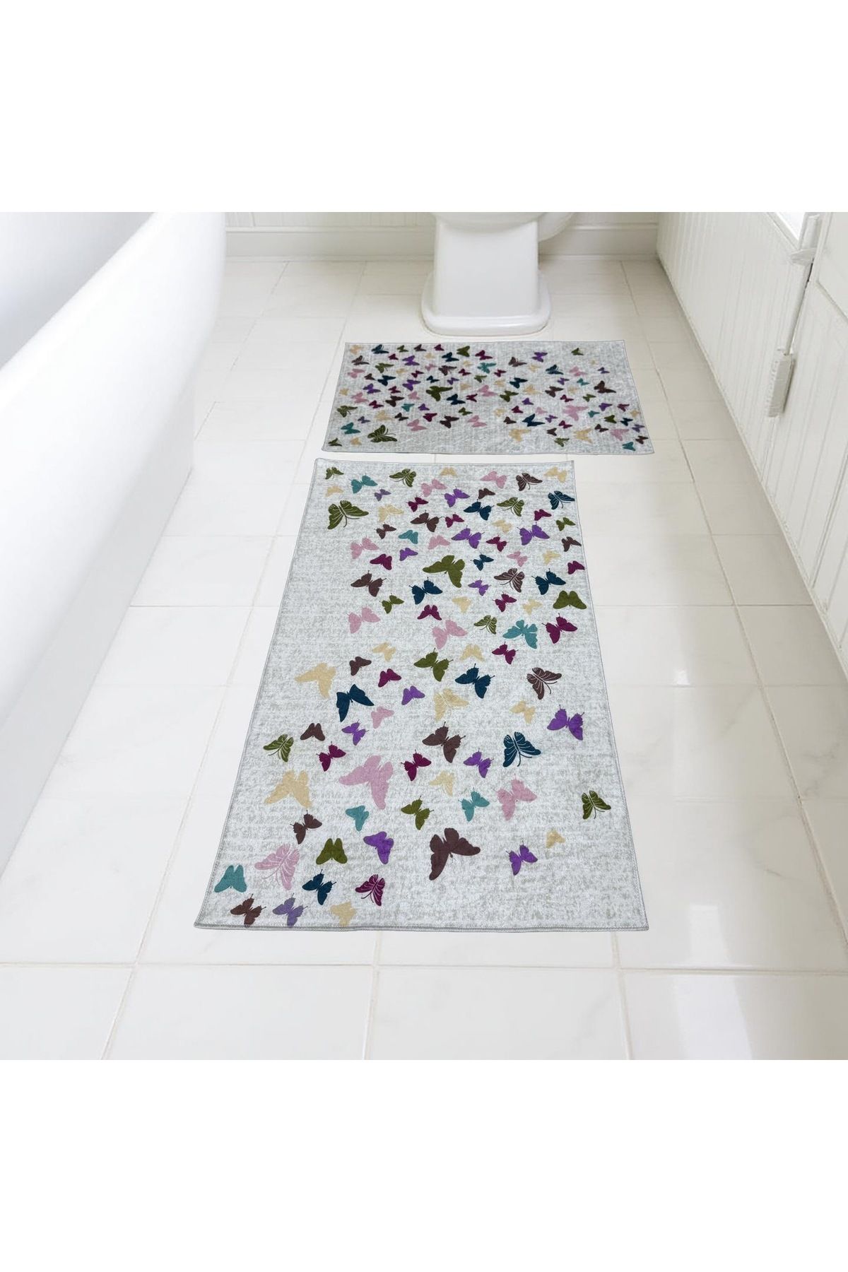 Formeya Kaymaz Taban Yıkanabilir 2'li Set Banyo Halısı Banyo Paspası Klozet Takımı 60 x 100 / 50 x 80cm