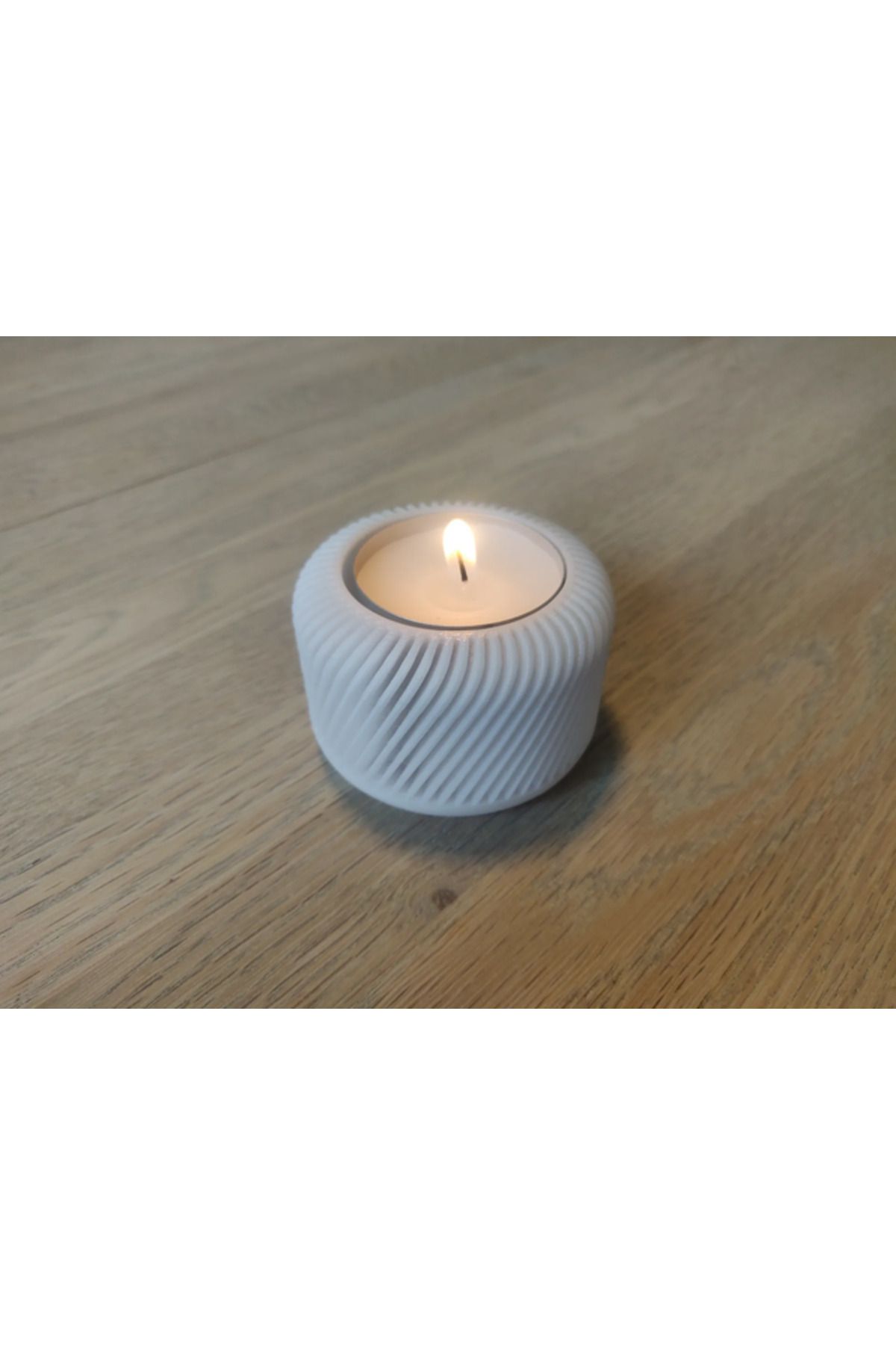 TSC Mini Şamdan Mumluk Decor Mum Dahil Beyaz MD Renk Masa Dekor