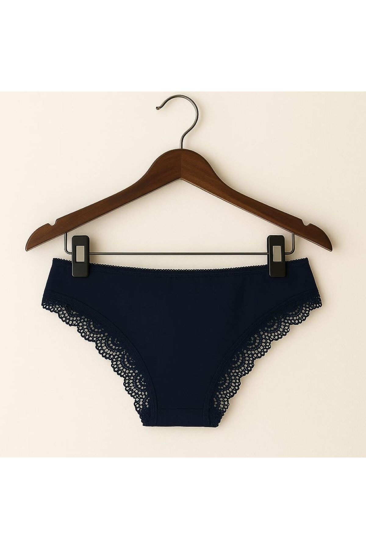 enmodaiçgiyim-Navy Blue Lace Front Women's Slip Panties 2
