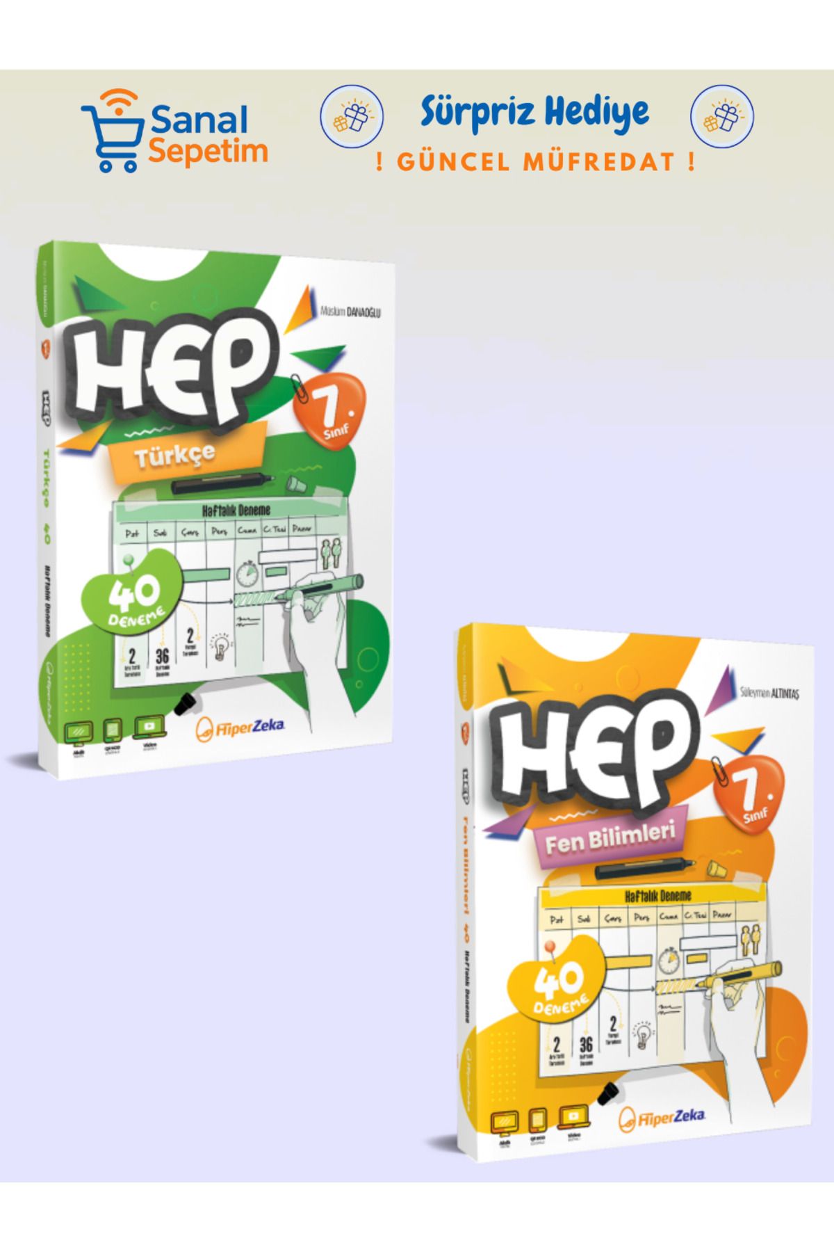 hiper zeka 7. Sınıf HEP Türkçe + Fen Bilimleri Haftalık Deneme S.B. SET