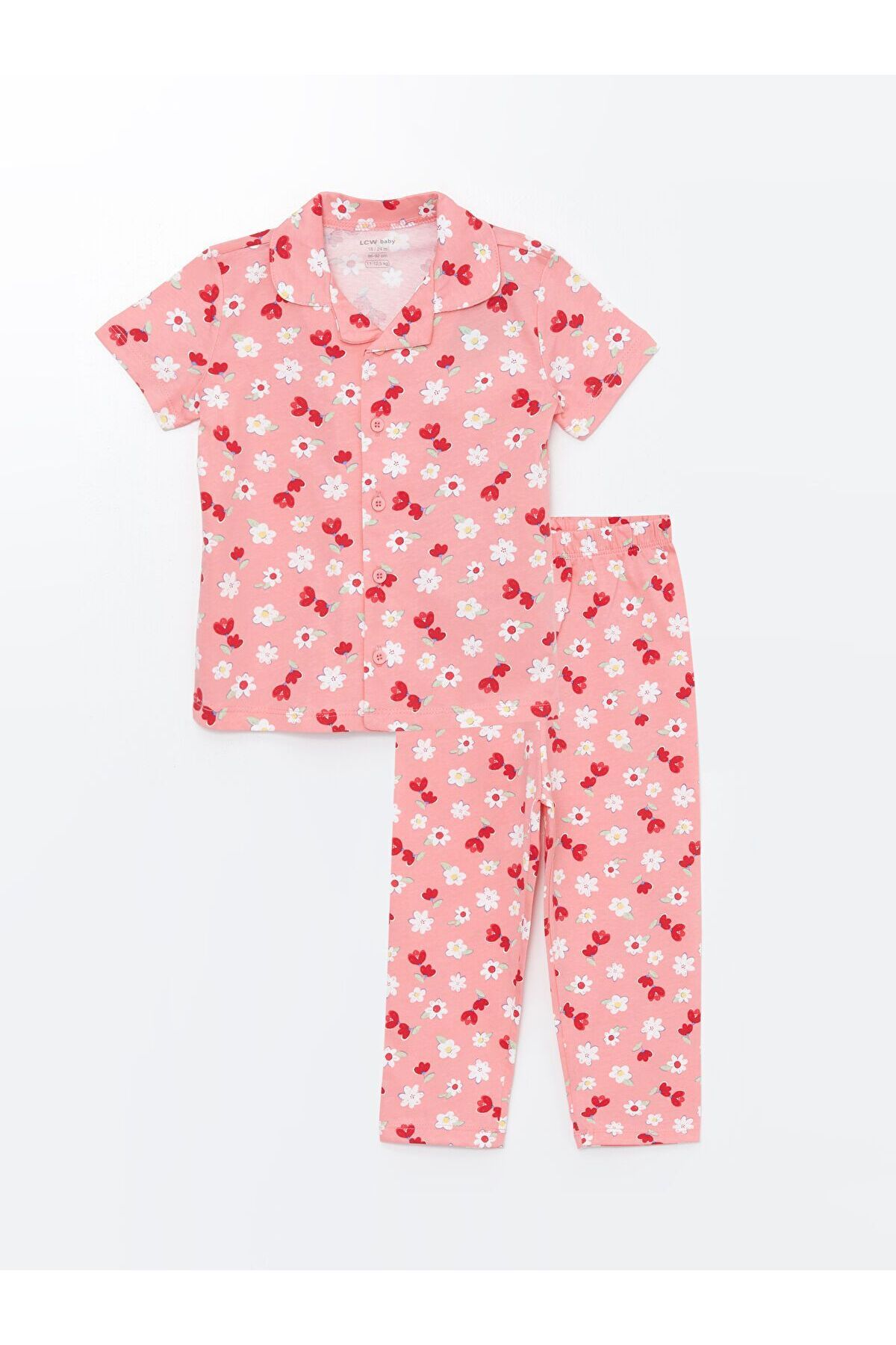 LC Waikiki Polo Yaka Kısa Kollu Kız Bebek Pijama Takım