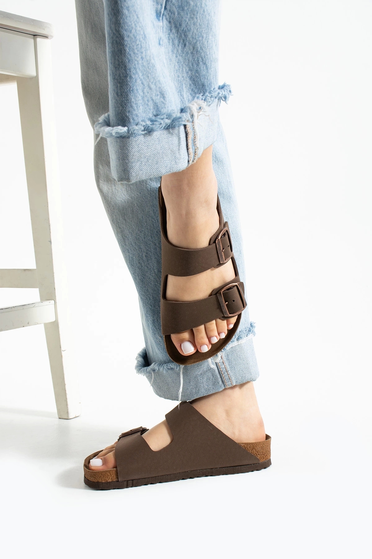 Sivarro Fuga Comfort Kahve Unisex Çift Tokalı Terlik, Ortopedik, Hafif, Kaymaz Taban görsel 3