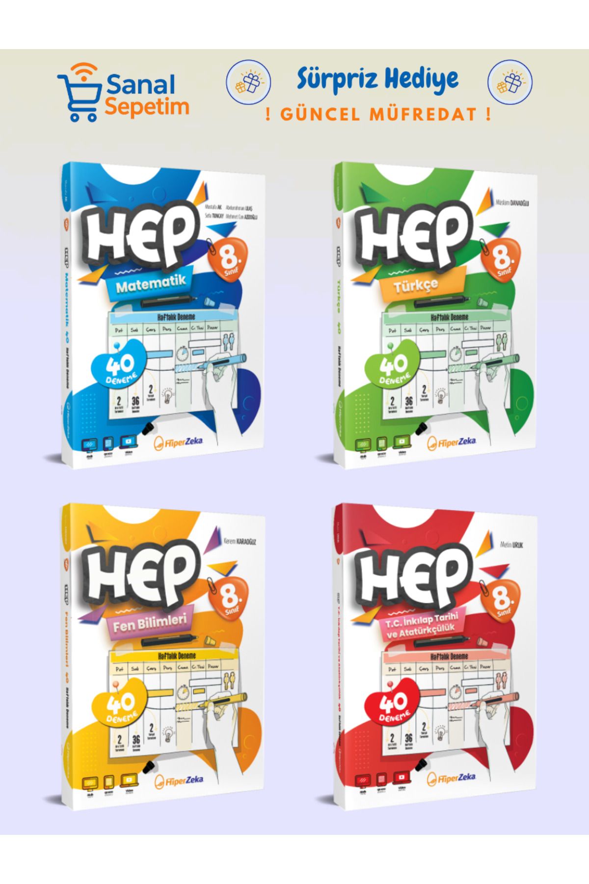 hiper zeka 8. Sınıf HEP Matematik - Türkçe - Fen Bil. - T.C İnkılap T. ve Atatürkçülük Haftalık Deneme Soru B.