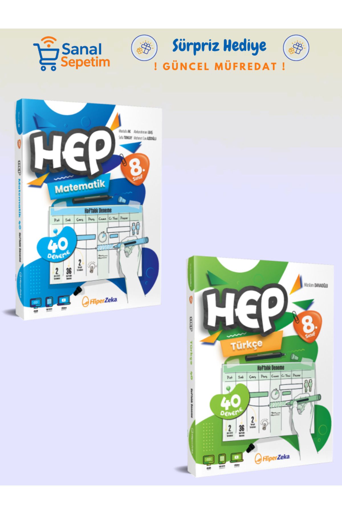 hiper zeka 8. Sınıf HEP Matematik - Türkçe Haftalık Deneme Soru Bankaları SET