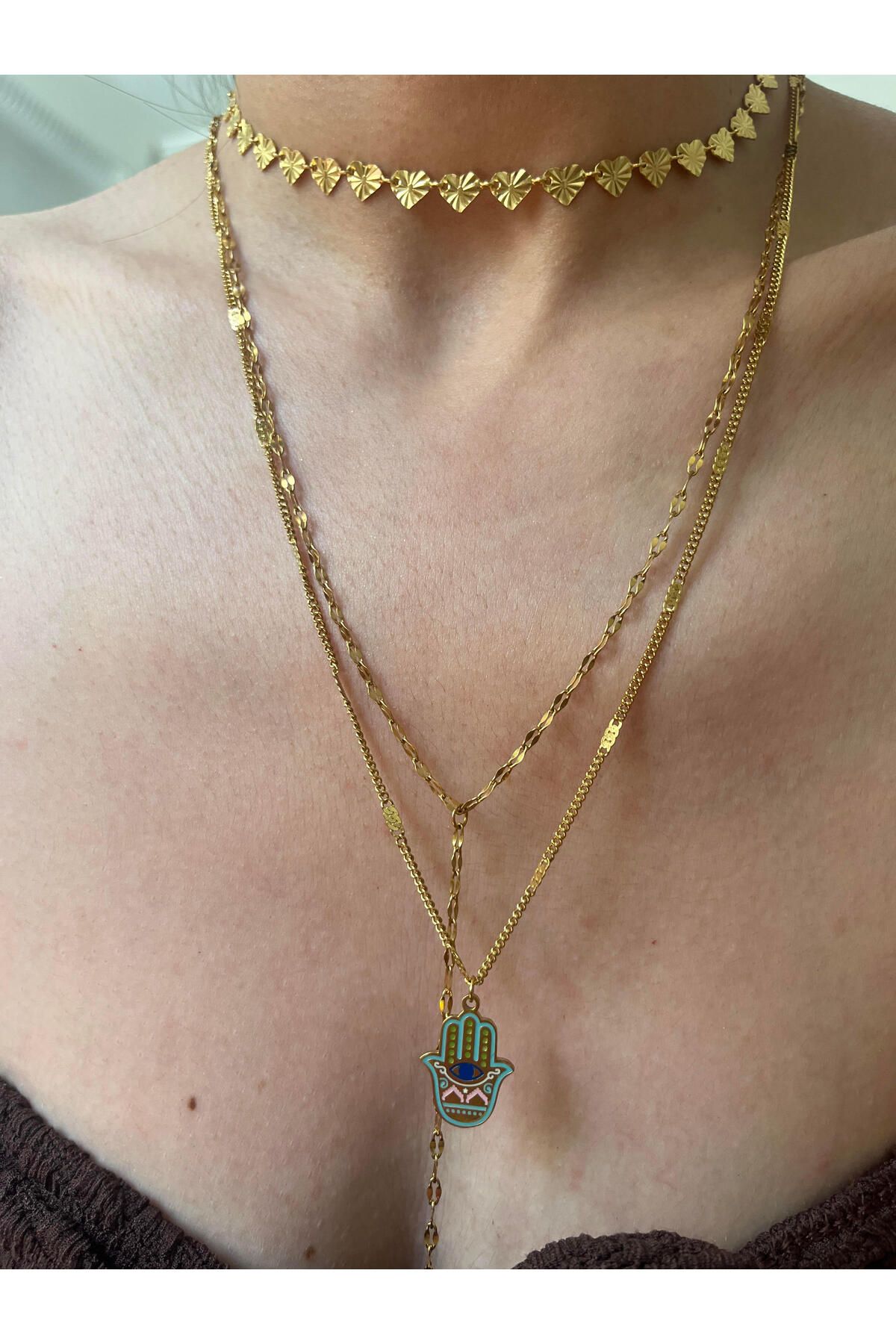 Hoop jewelery ÇELİK RENKLİ EL KOLYE