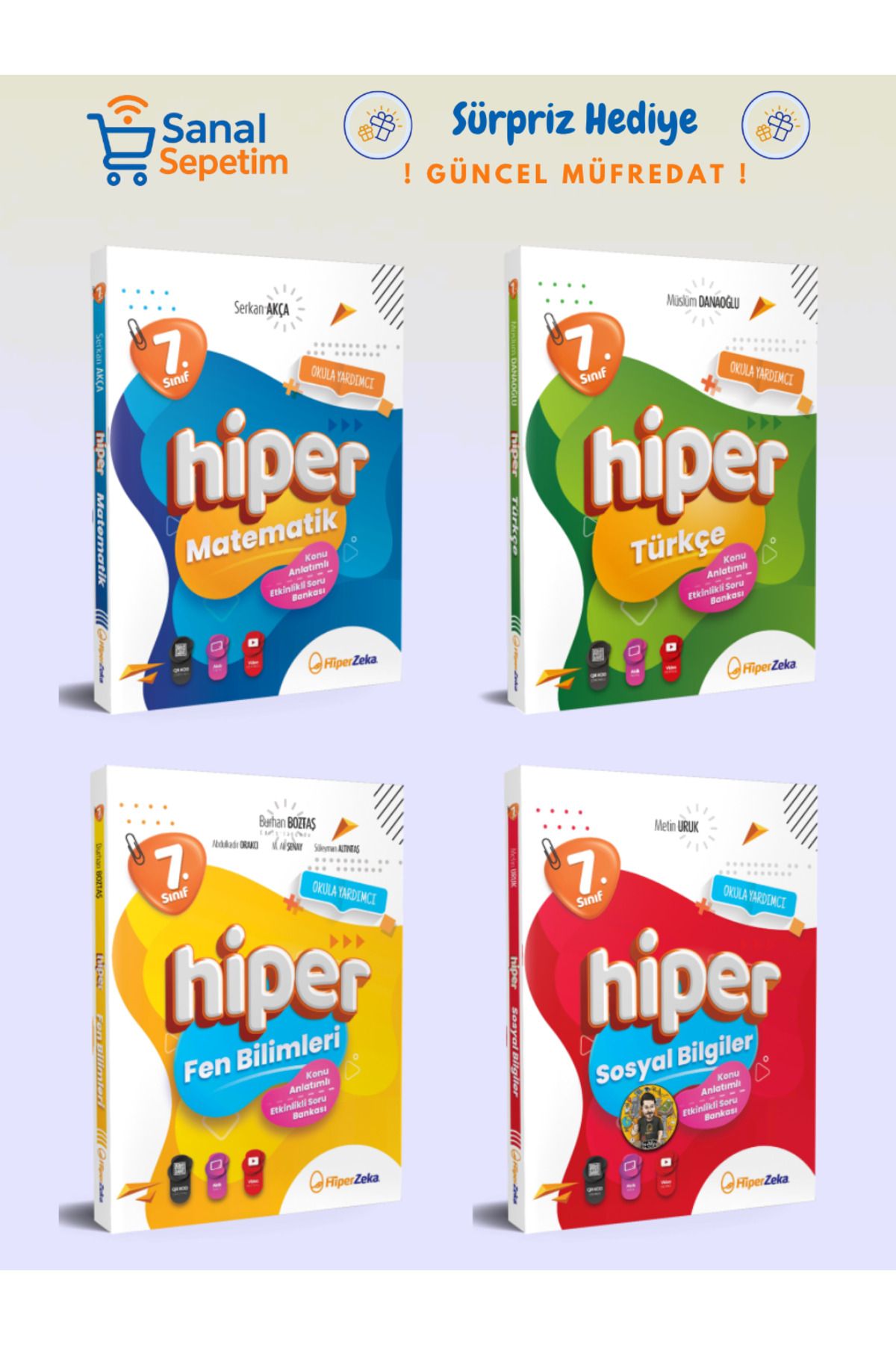 hiper zeka 7. Sınıf Matematik - Türkçe - Fen B. - Sosyal B. Konu Anlatımlı Soru Bankaları SET