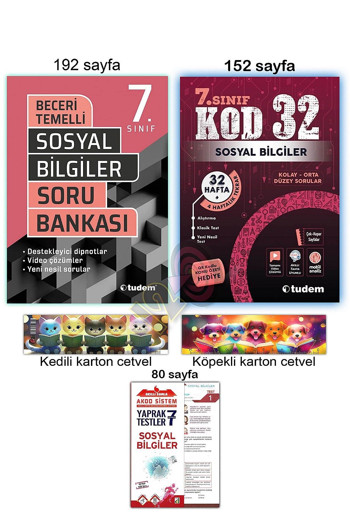 Tudem Yayınları 7. Sınıf Sosyal Bilgiler Soru Bankası Yeni Nesil Kod 32 Haftalık Tekrar Alıştırma Test