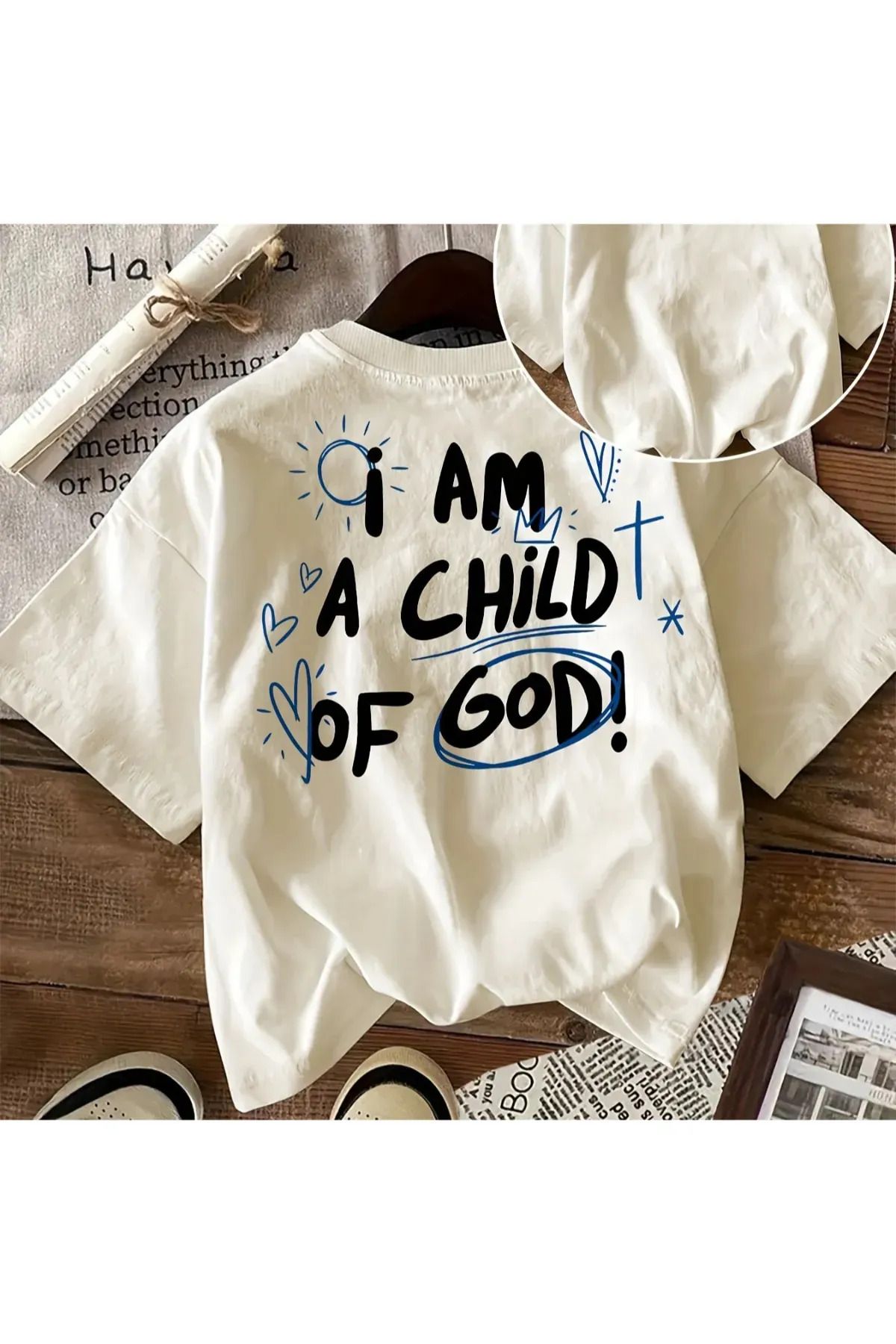 Koklonmoda Unisex I Am A Child Of God Baskılı Oversize T-Shirt