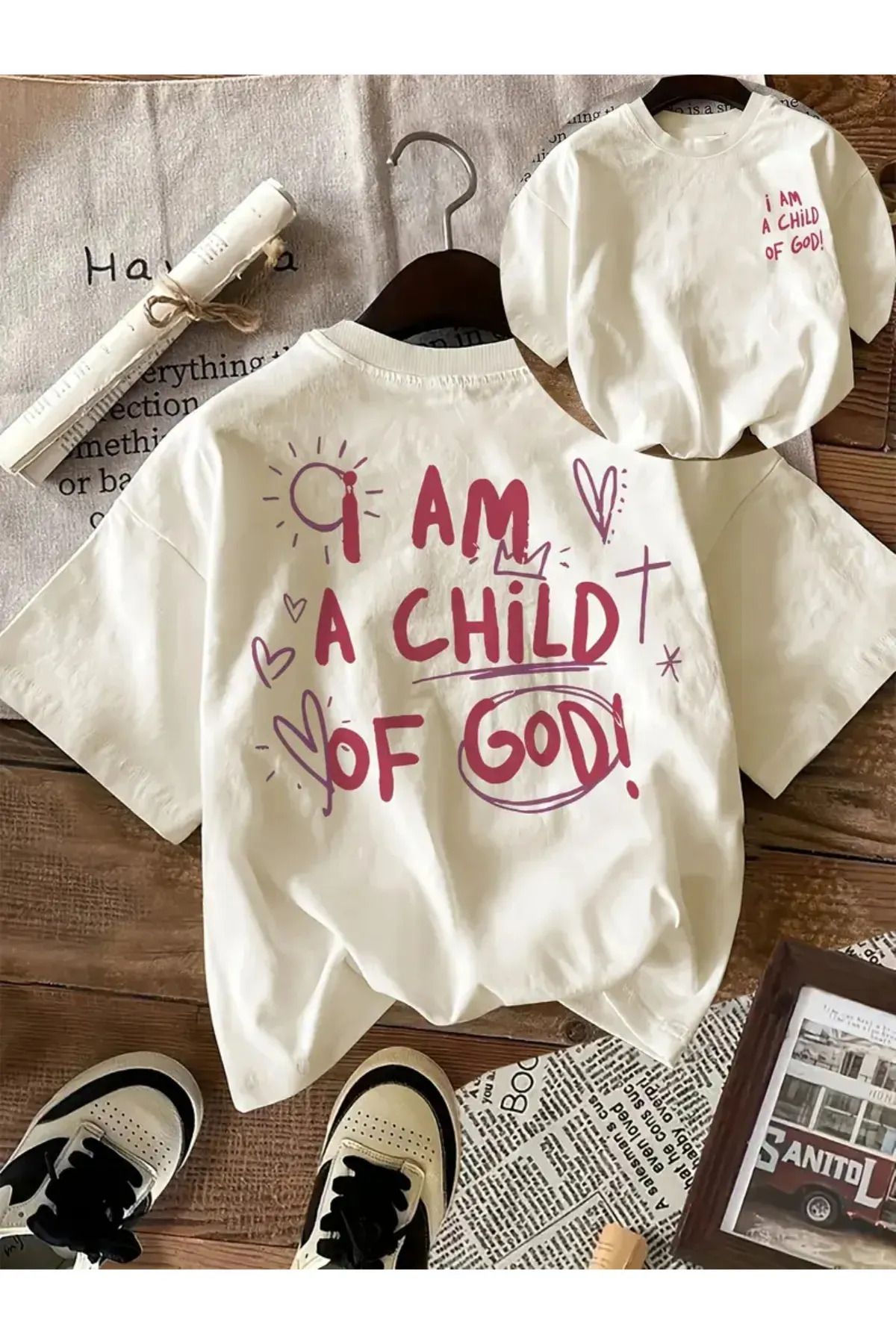Koklonmoda Unisex I Am A Child Of God Baskılı Oversize T-Shirt