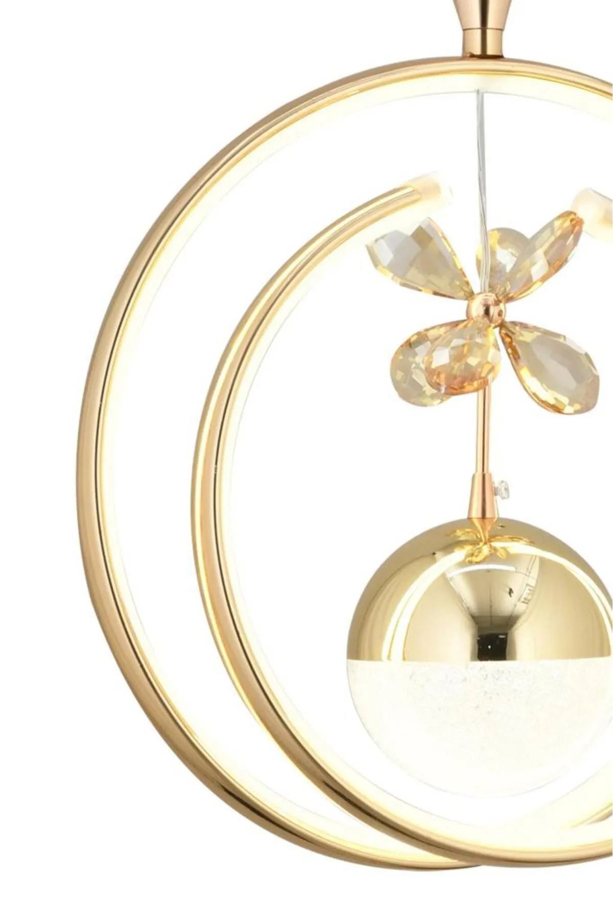 XİGENON LEDA Gold 3 renkli tasarım ledli özel taşlı modern tekli avize