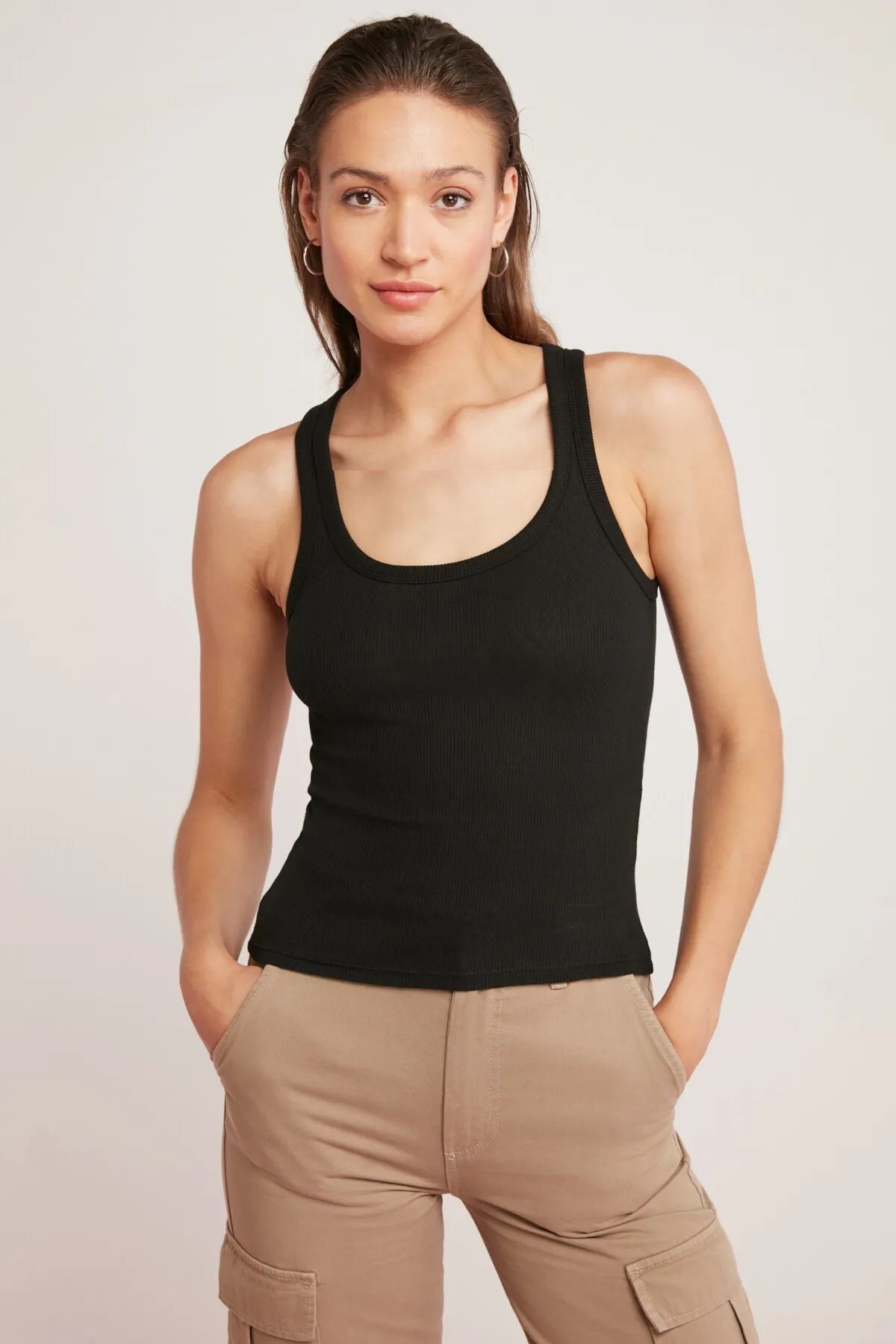 Moda Akai Kadın Fitilli Görünümlü Kalın Askılı Basic Siyah Atlet