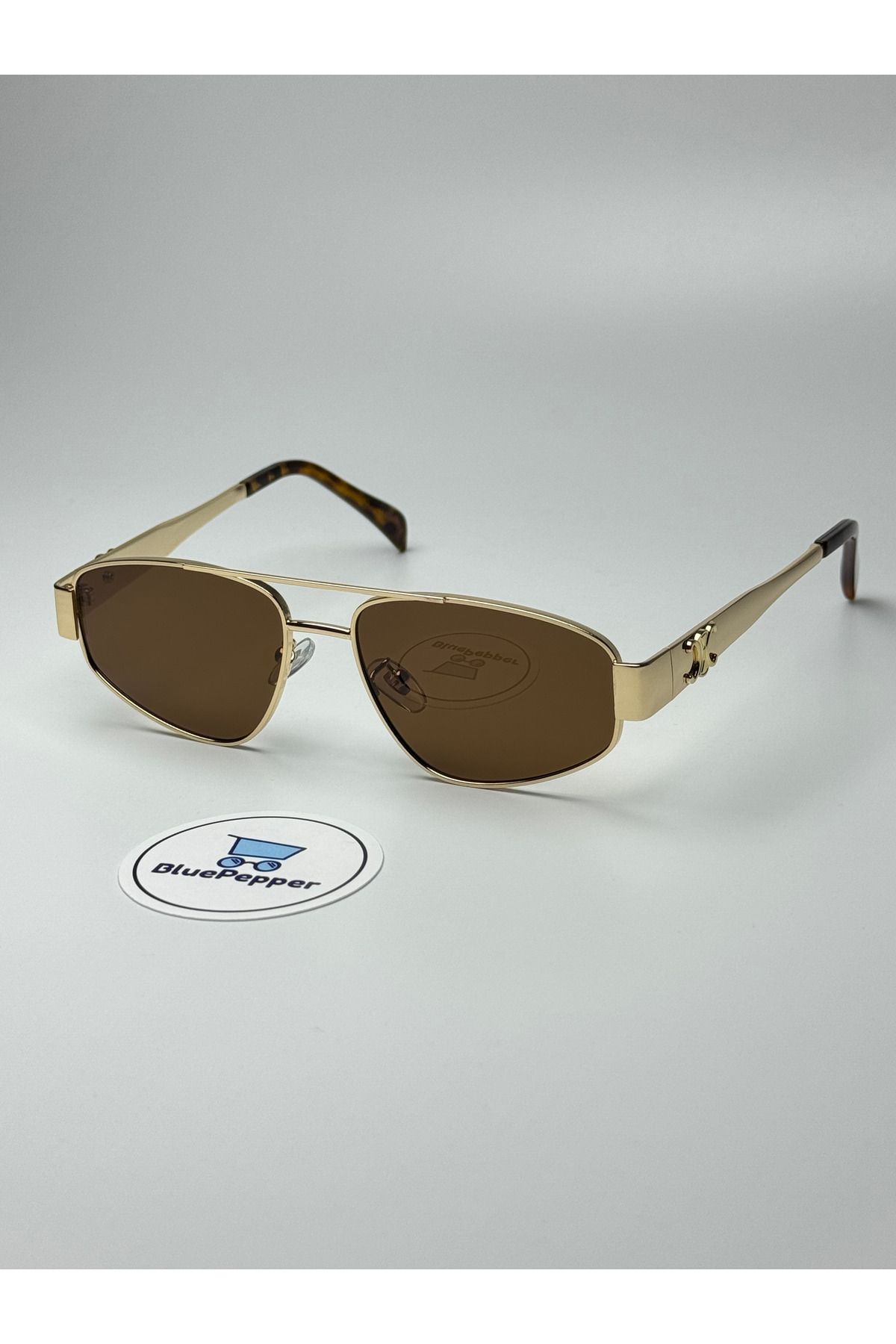 BluePepper CELIME V2 GÜNEŞ GÖZLÜĞÜ Geometrik Gold Metal Çerçeve 50-16-140 ekartman