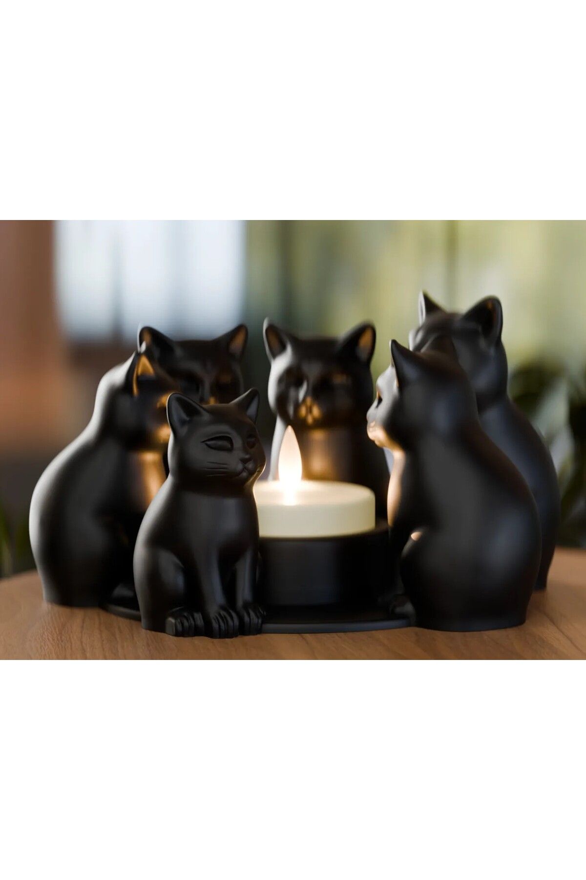 Dropcek eticaret Dekoratif Siyah Gotik Kedi Mumluk ve Biblo