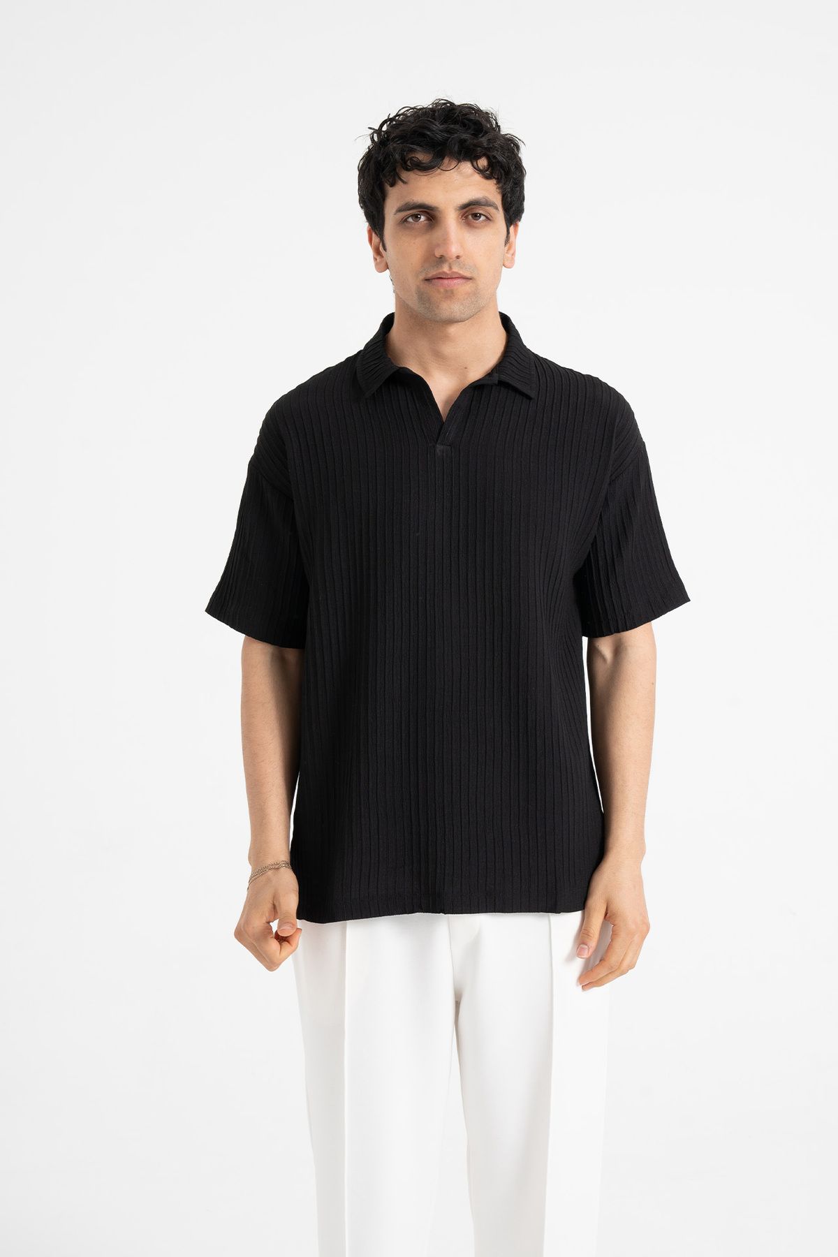 ATE WEAR V Yaka Fitilli Polo Yaka Tişört