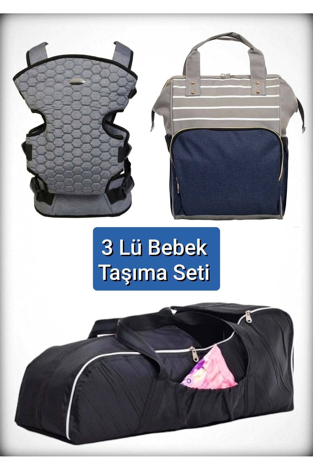 Avşar Baby 3 Lü Bebek Taşıma Seti En İyi Anne Bebek Çantası Portbebe ve Kanguru Modelleri