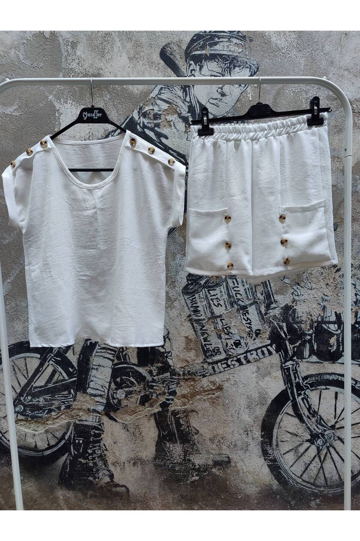 Tuğser Collection Keten Şort Takım