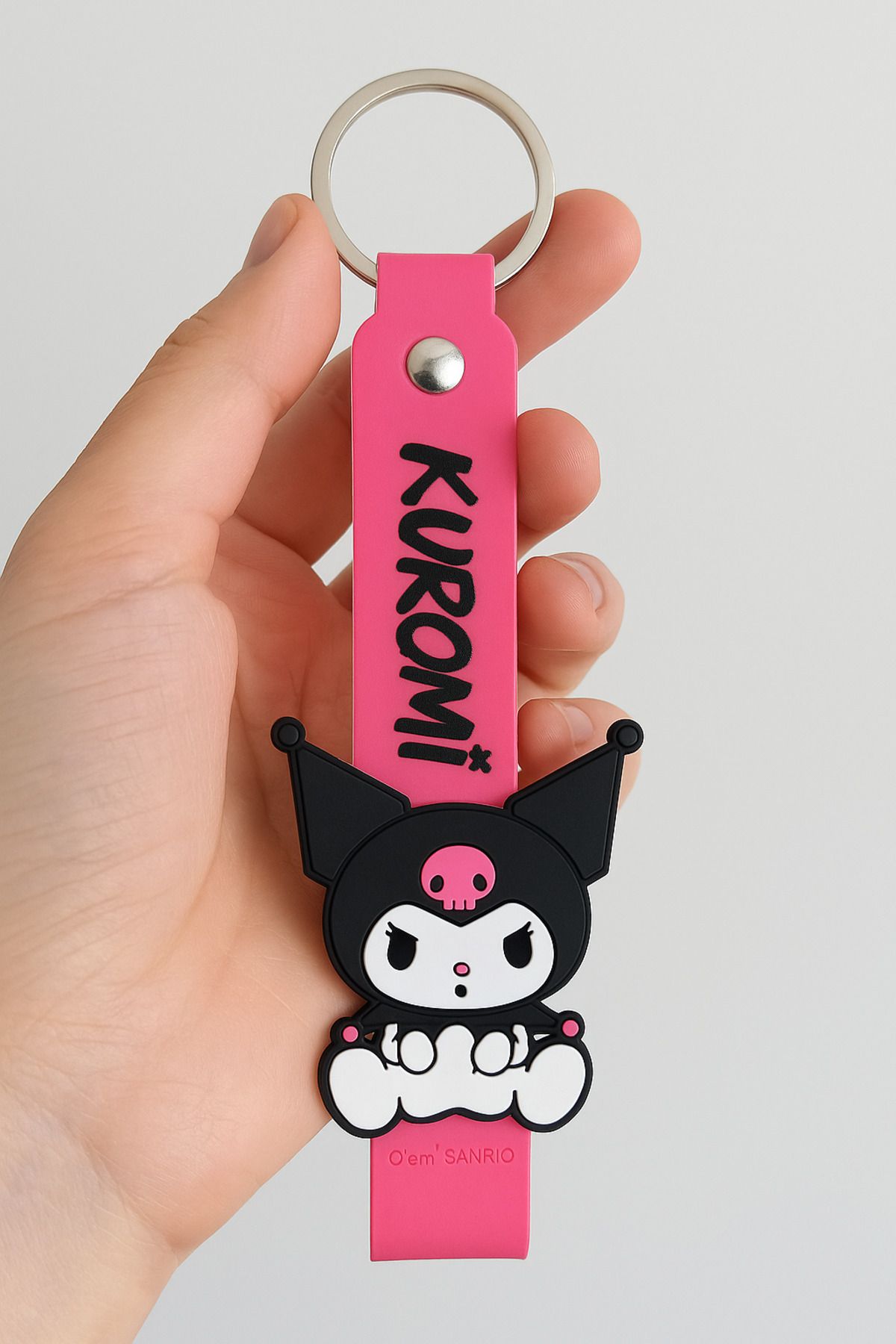 kuromi Pembe Kordonlu Kuromi Anahtarlık | Kawaii Sevenler İçin Özel Seri
