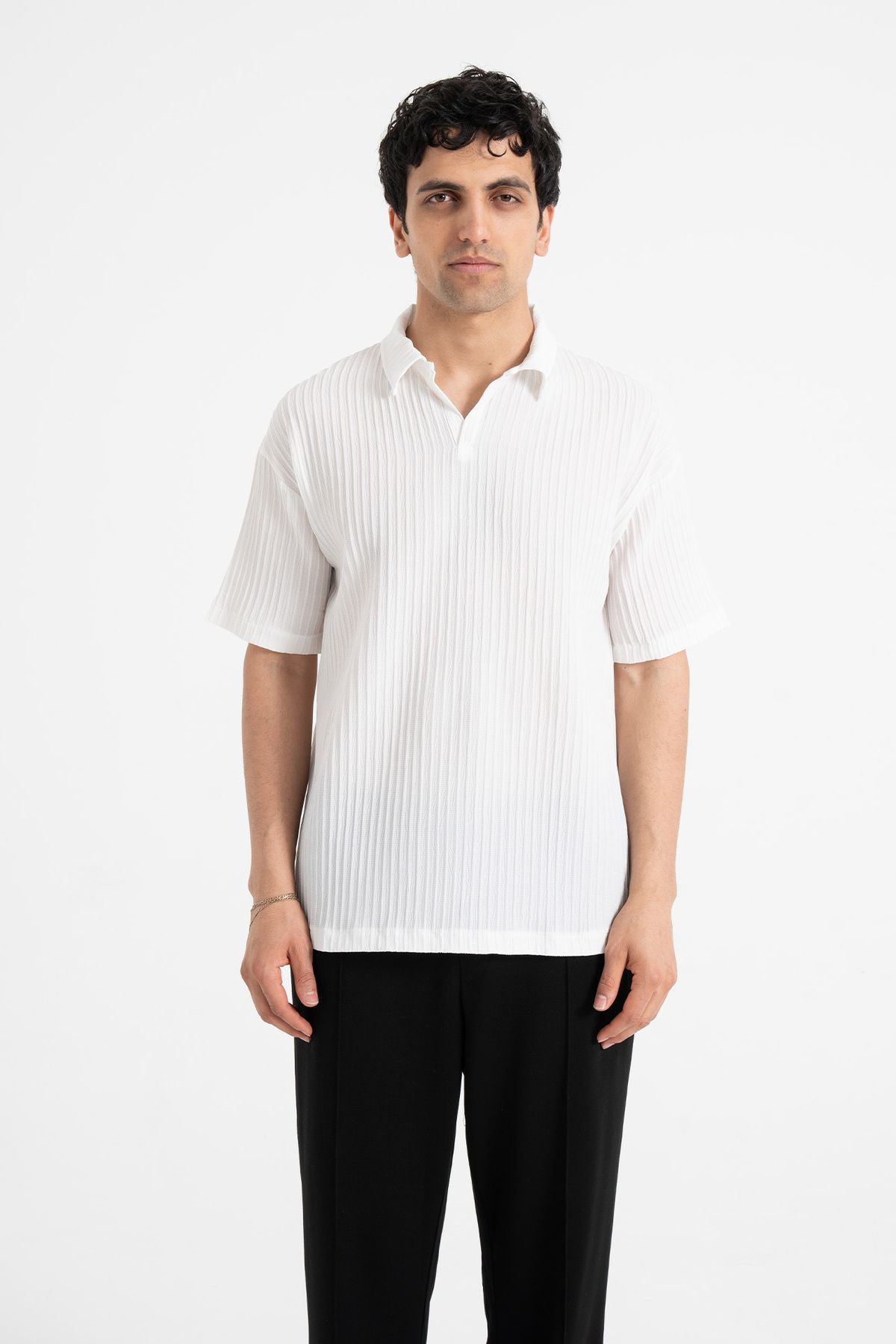 ATE WEAR V Yaka Fitilli Polo Yaka Tişört