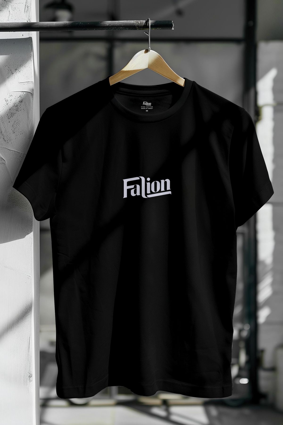 Falion %100 Pamuk Logo Baskılı Slim Fit Dar Kesim Bisiklet Yaka Basic Tişört