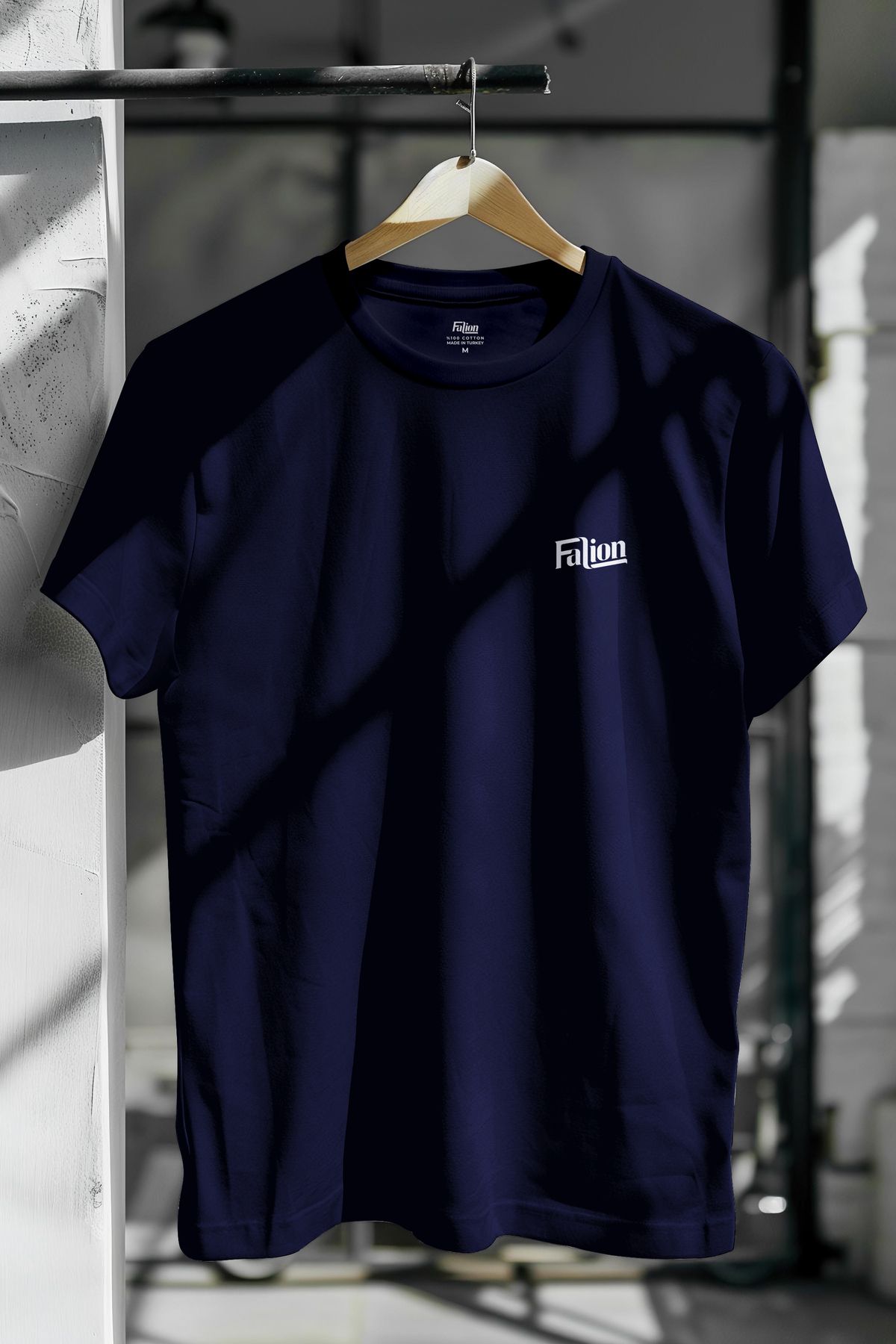 Falion %100 Pamuk Logo Baskılı Slim Fit Dar Kesim Bisiklet Yaka Basic Tişört