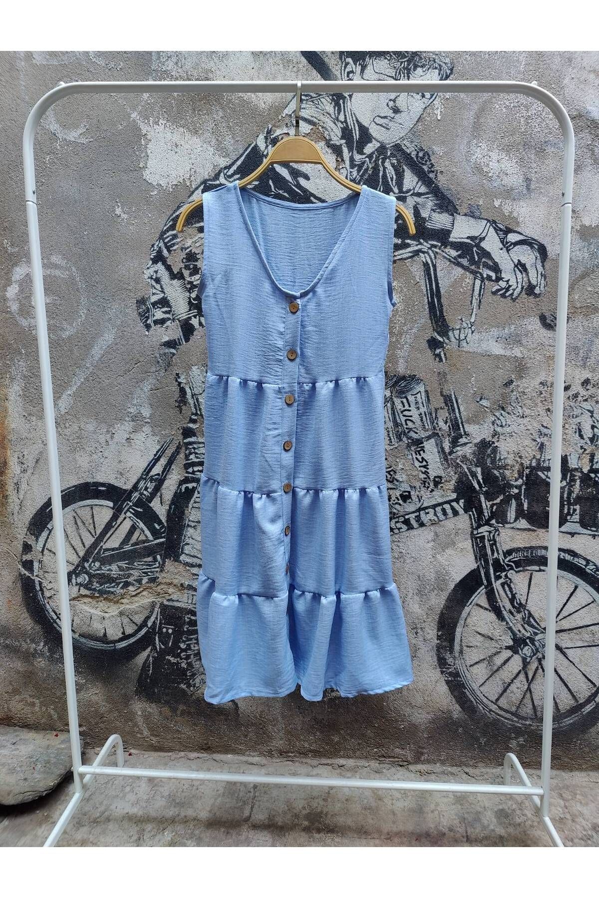 Tuğser Collection DÜĞME DETAYLI KETEN ELBİSE