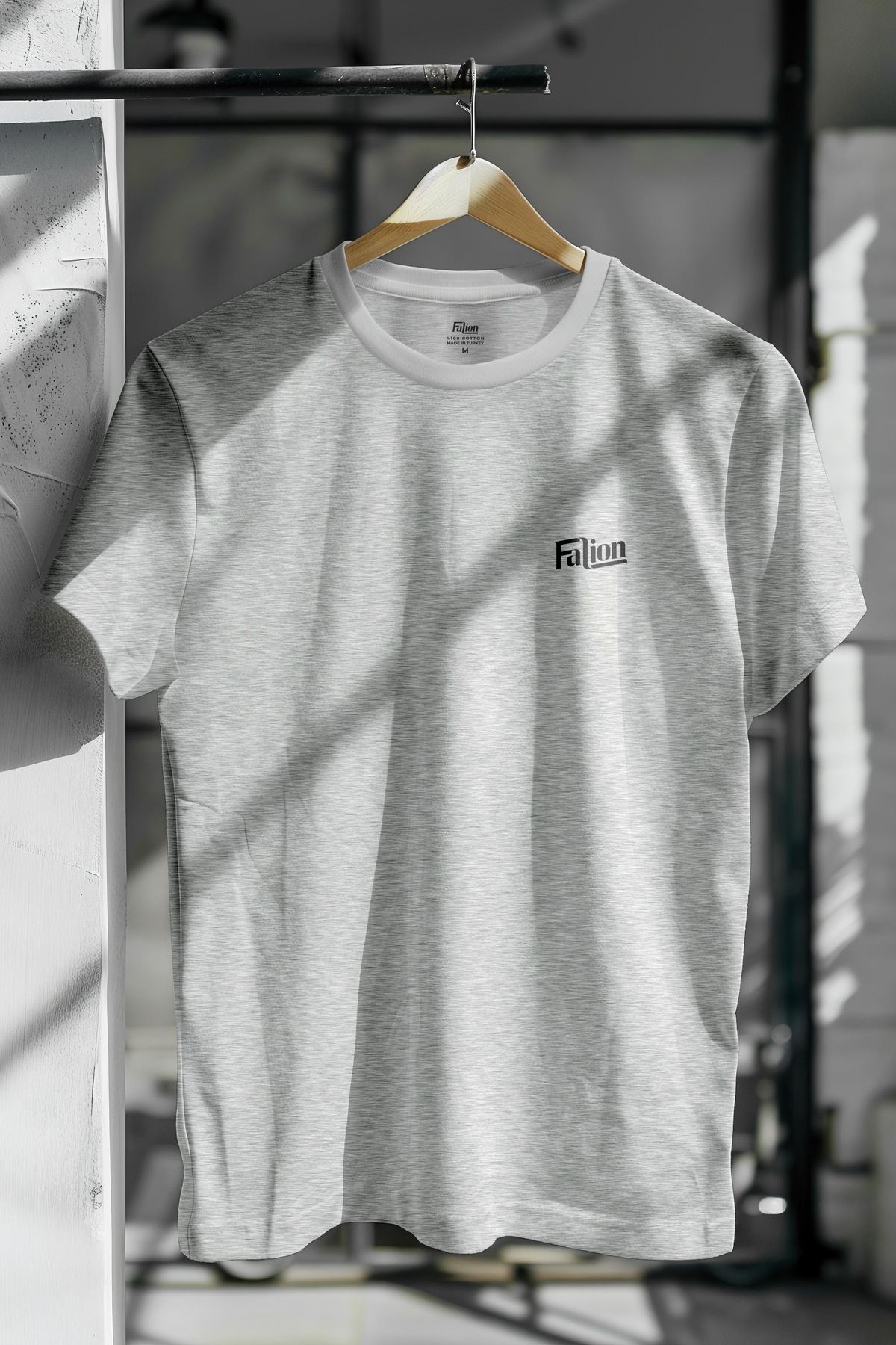 Falion %100 Pamuk Logo Baskılı Slim Fit Dar Kesim Bisiklet Yaka Basic Tişört