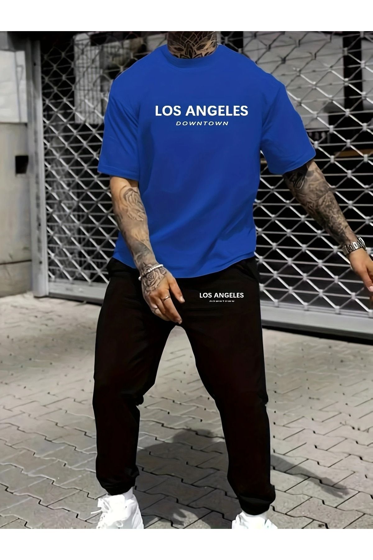 WOODROFFE Erkek Los Angeles Downtown Baskılı T-Shirt & Eşofman Altı Alt Üst Takım Kombin