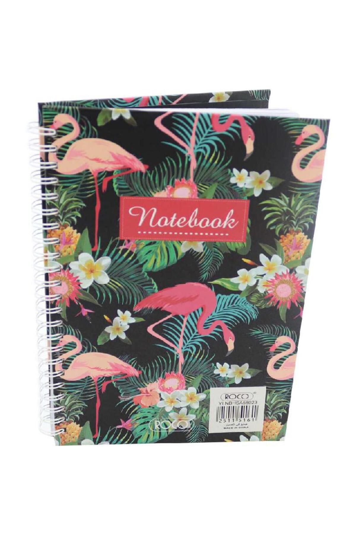 Roco-Notebook Flamingo Black Background A5 100 Pages 1