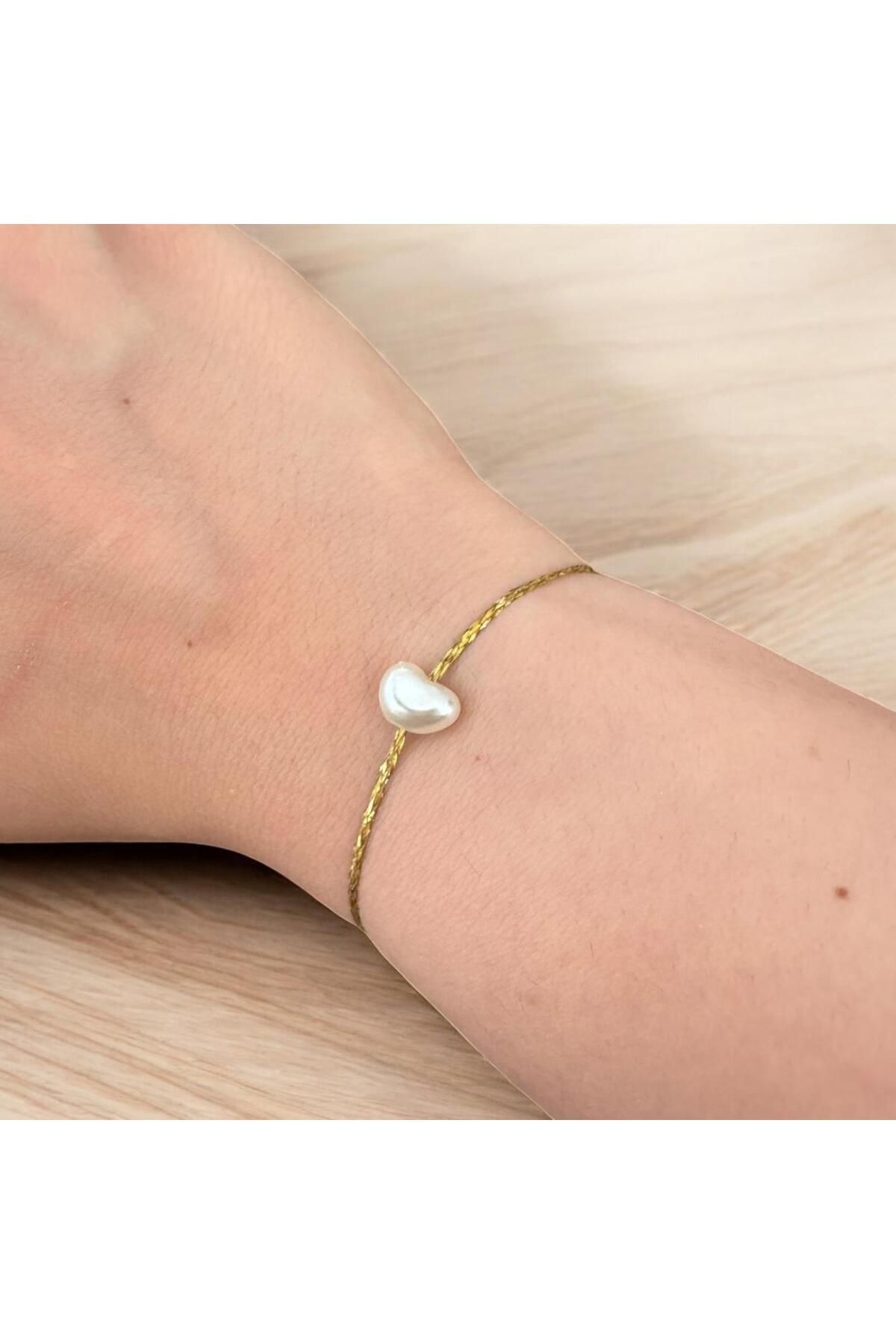Mojo Jewellery Tek İncili Gold Detaylı İp Bileklik | Ayarlanabilir Minimal Kadın Bilekliği