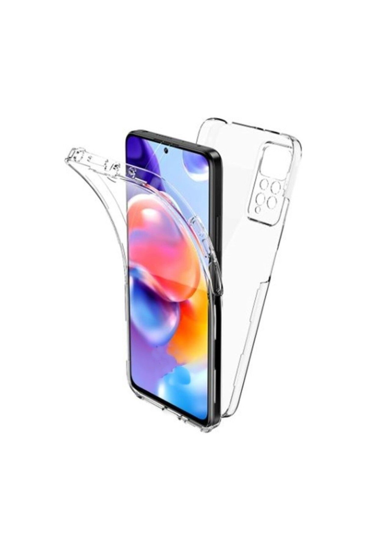 TezMax Xiaomi Redmi Note 11 Uyumlu 360° Ön Arka Tam Koruyucu Şeffaf Silikon Full Body Kılıf
