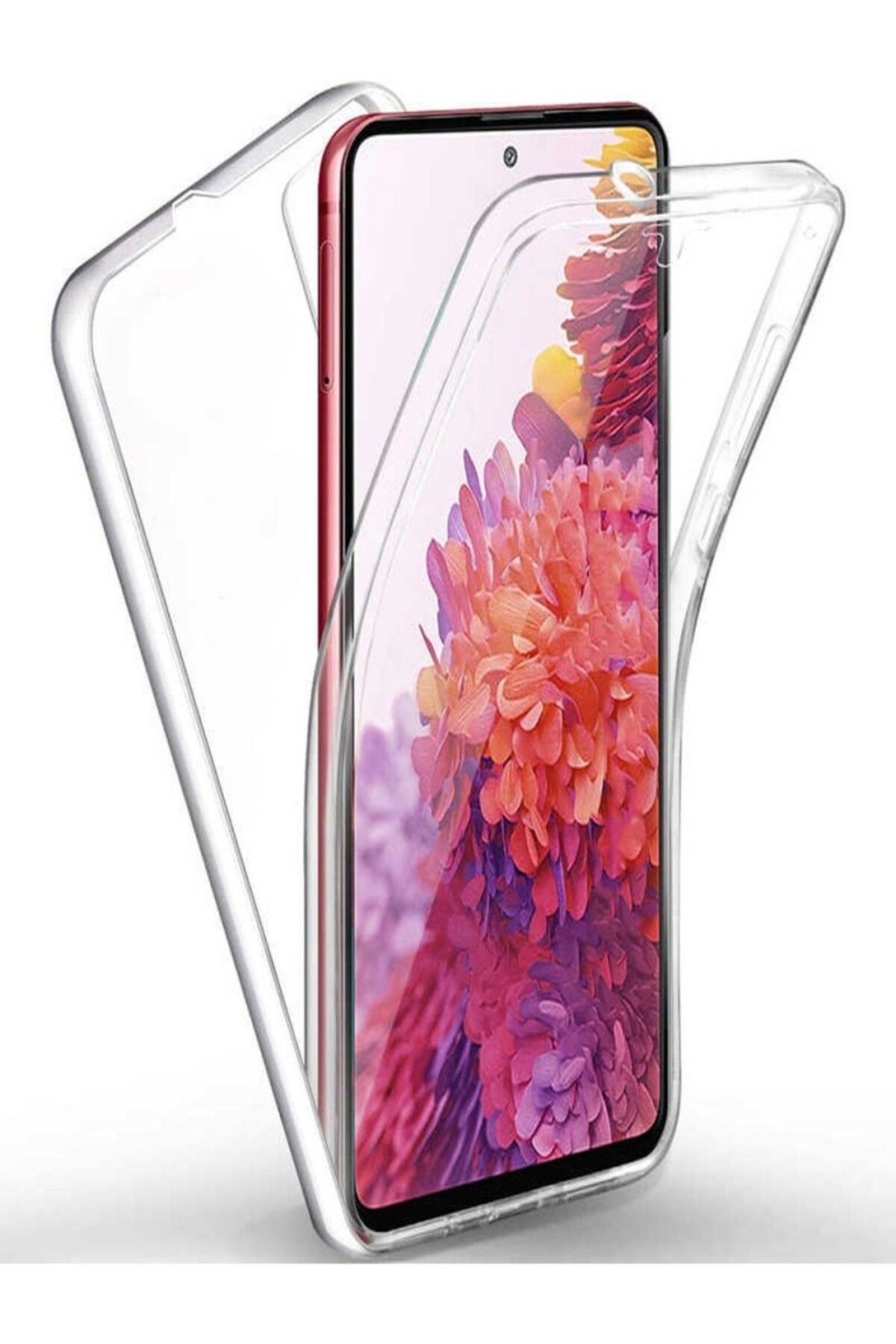 TezMax Xiaomi Redmi K40 Uyumlu 360° Ön Arka Tam Koruyucu Şeffaf Silikon Full Body Kılıf