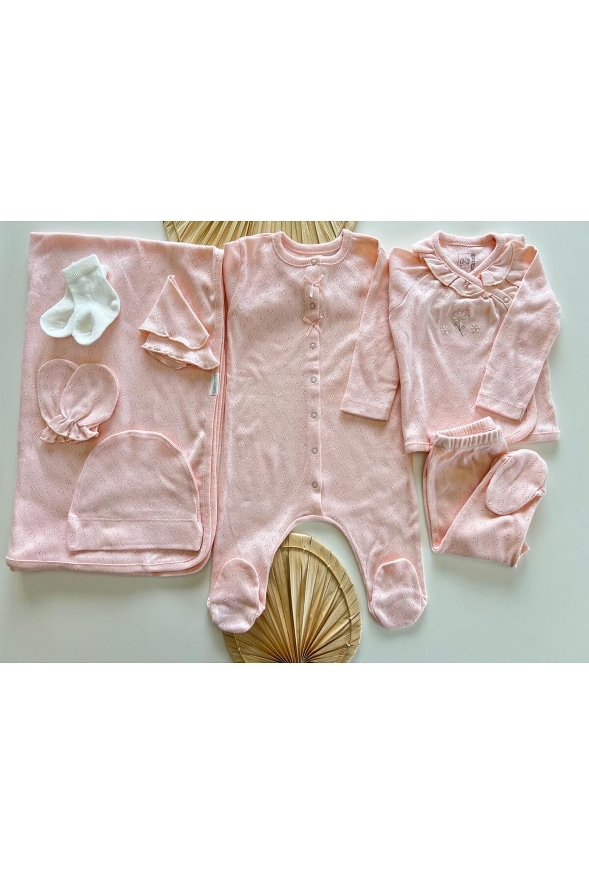 MEYSKIDS Ajurlu Çiçek Nakışlı Hastane Çıkışı 10'lu Set
