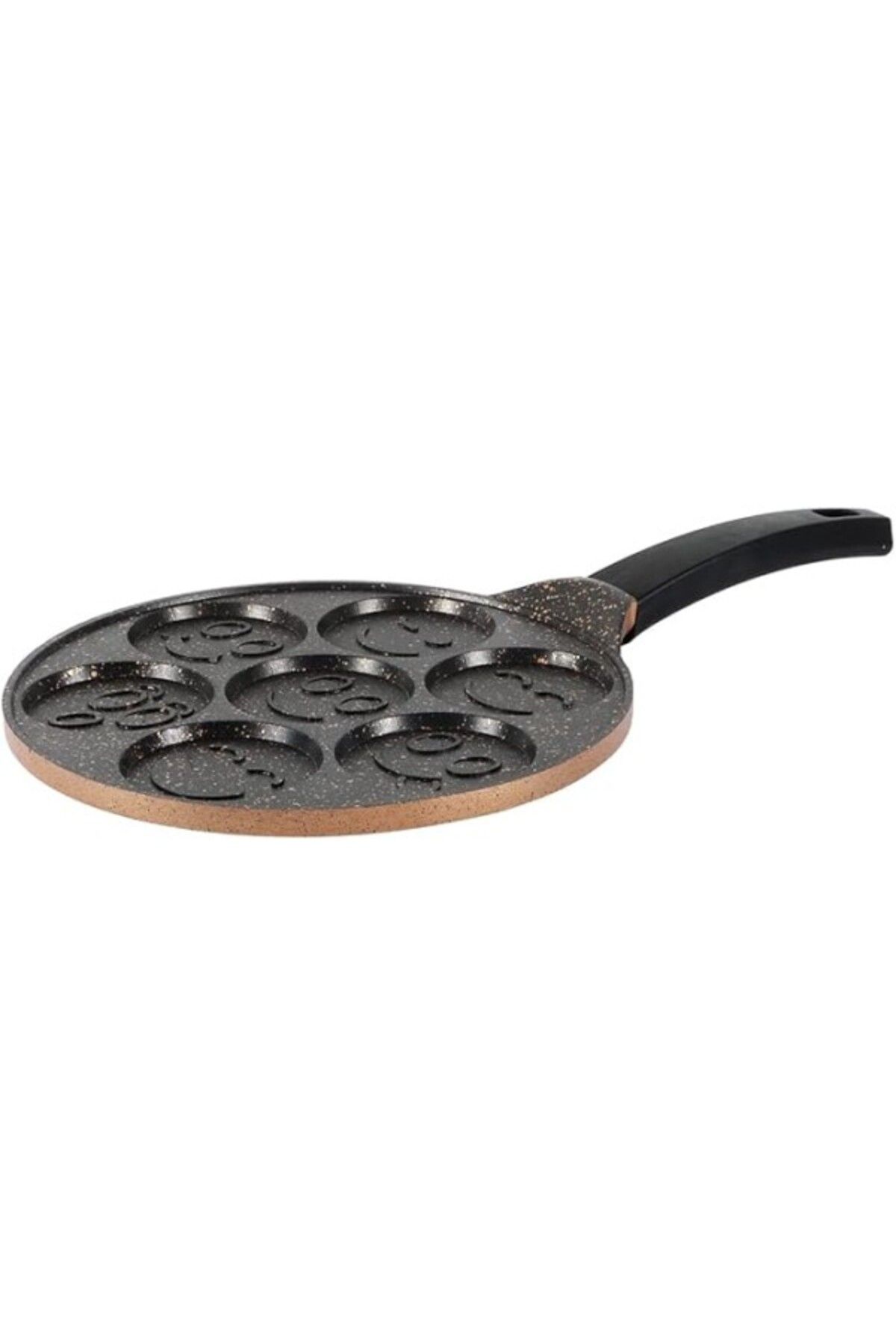 ShopZum Serenk Fun Cooking Gülen Yüz Alüminyum Döküm Granit Kaplama Pankek Tava 26 Cm