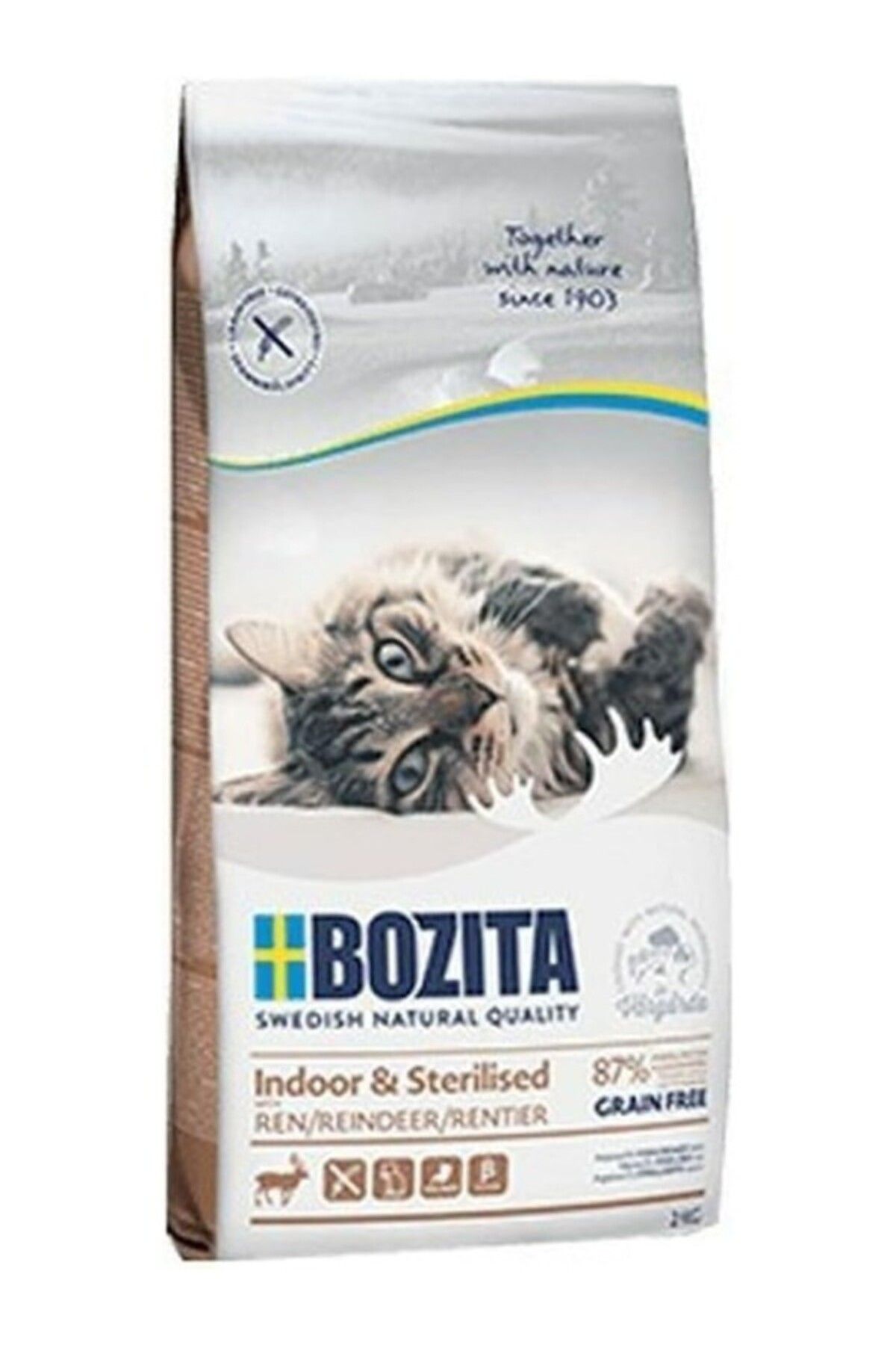 ShopZum Bozita Indoor Kısırlaştırılmış Tahılsız Geyikli Yetişkin Maması 2 Kg