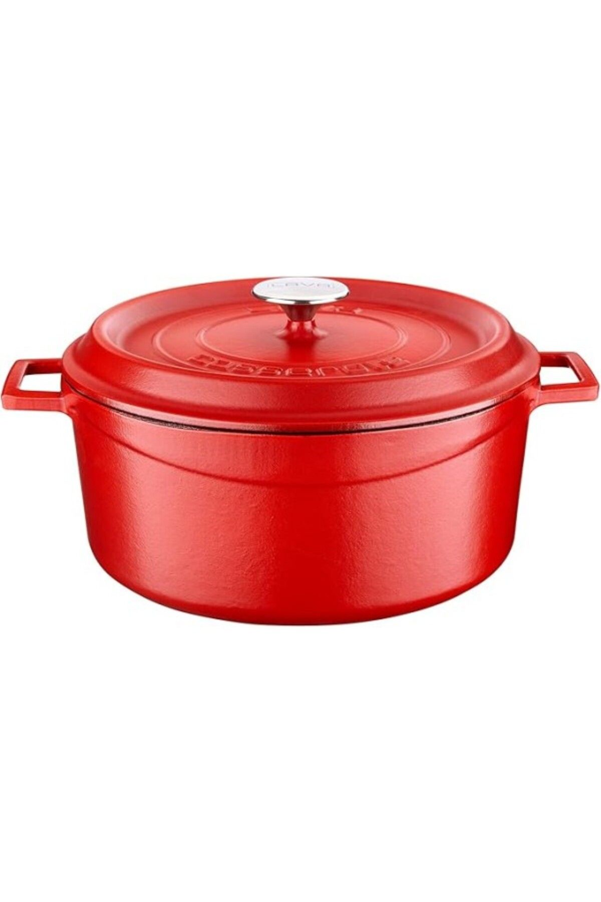 ShopZum Lava Spring Serisi - Döküm Tencere, Yuvarlak, 28 Cm, Mat Emaye, Parlak Siyah Taban, Kırmızı