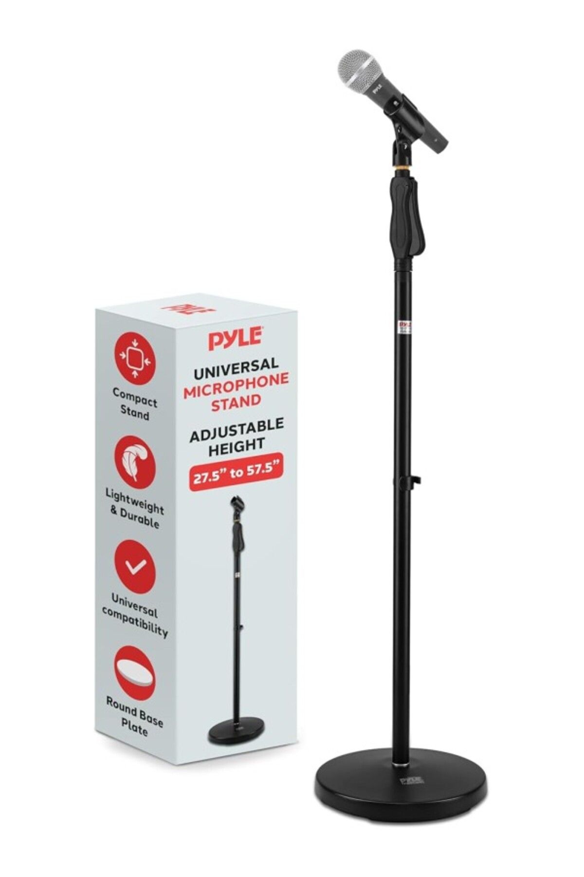 ShopZum Pyle Evrensel Mikrofon Standı - M-6 Mikrofon Montaj Tutacağı Ve Yüksekliği 27,5 &Quot;Ila 57&Quot;
