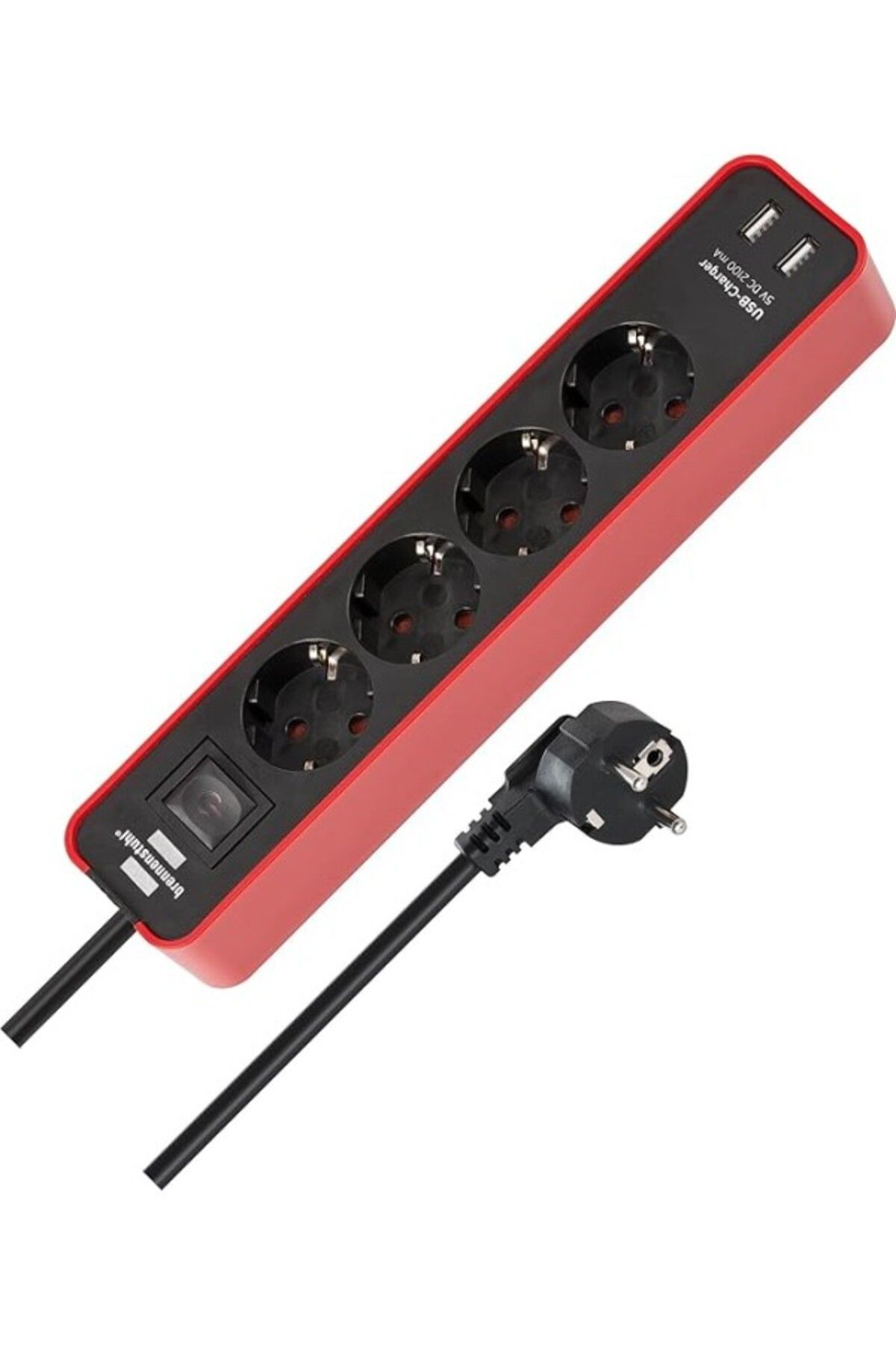 ShopZum Brennenstuhl Usb Hızlı Şarj Özellikli 4 Soketli Priz Kırmızı