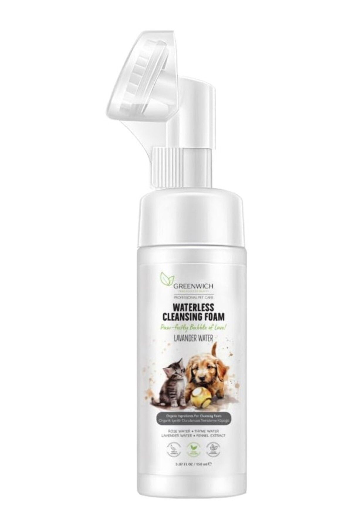 ShopZum Greenwich Organik Içerikli Kedi Köpek Temizleme Köpüğü 150 ml | Pati Ve Vücut | Kuru Şampuan | Tüy