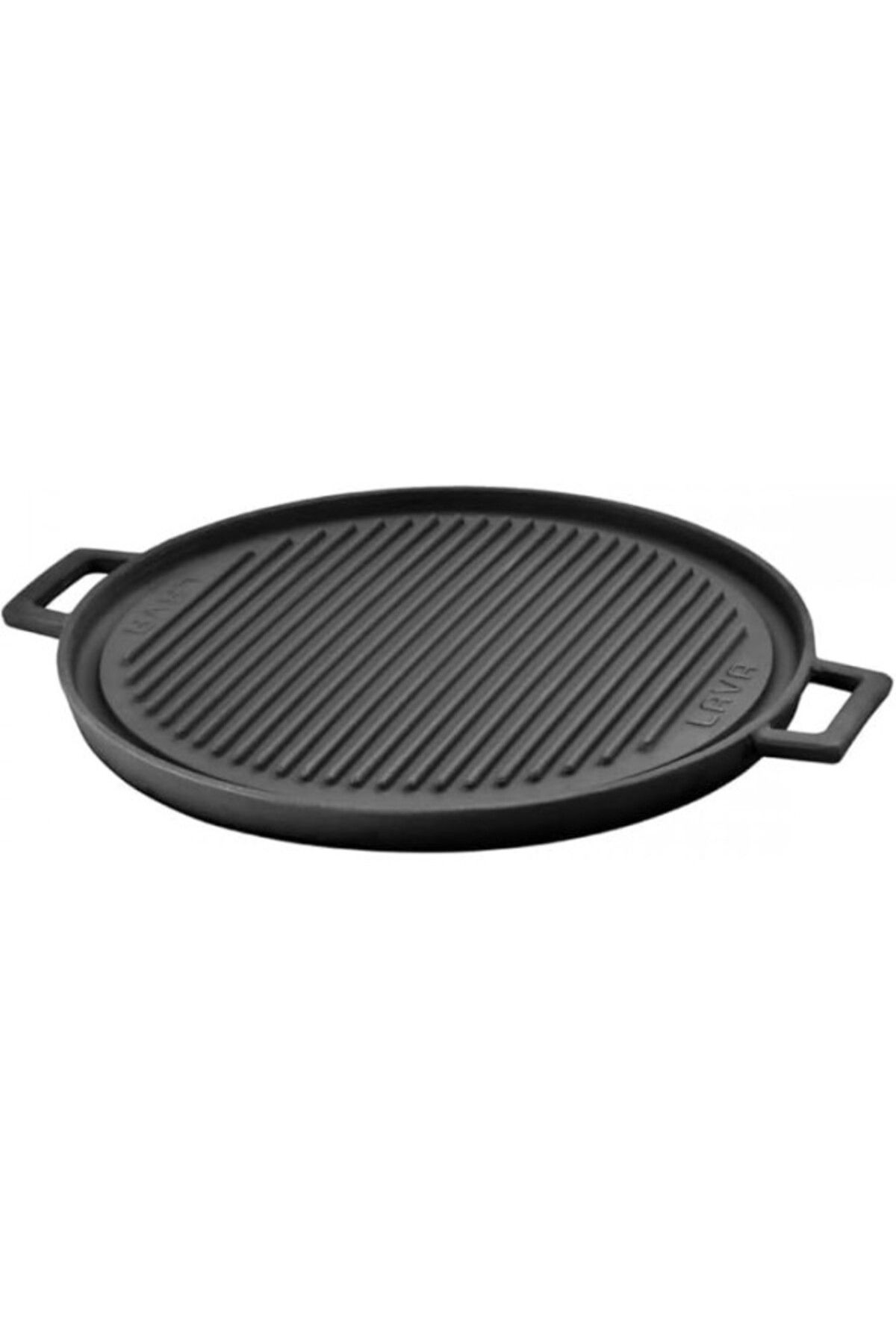 ShopZum Döküm Yuvarlak Çift Yön Izgara Tavası Döküm Demir Yekpare Çift Kulplu Çap(Ø)34Cm.