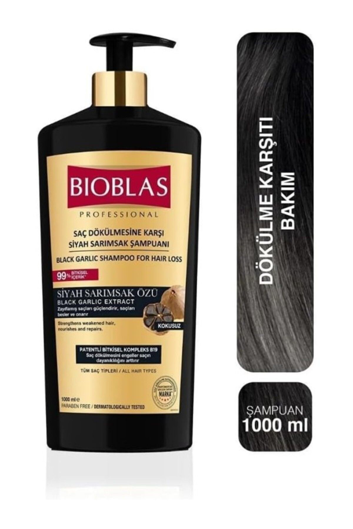 ShopZum Siyah Sarımsak Özlü Tüm Saçlar Saç Dökülmesine Karşı Şampuan 1000 Ml