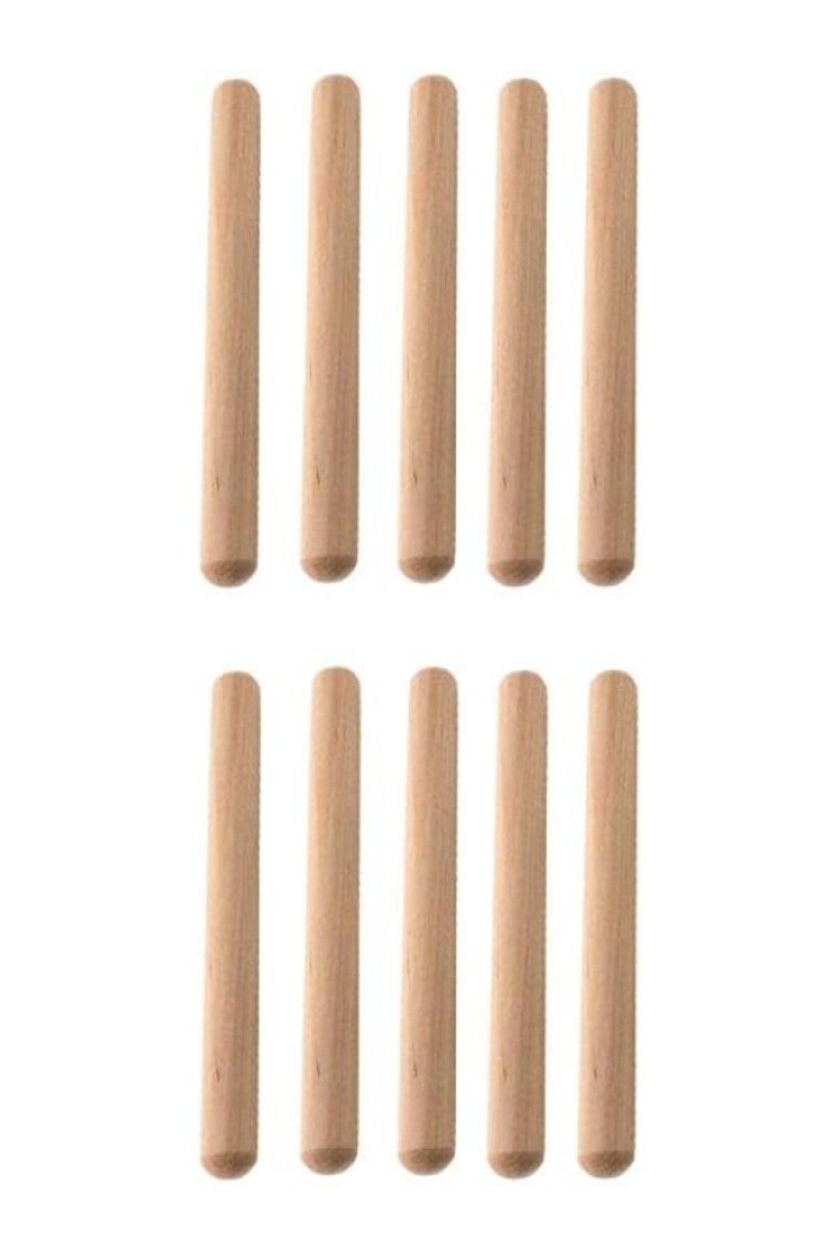 ShopZum Orf-Bt-55-5X Örf Aletleri Ahşap Akça Ağaç Ritim Çubuğu 10 Adet (5 Çift)