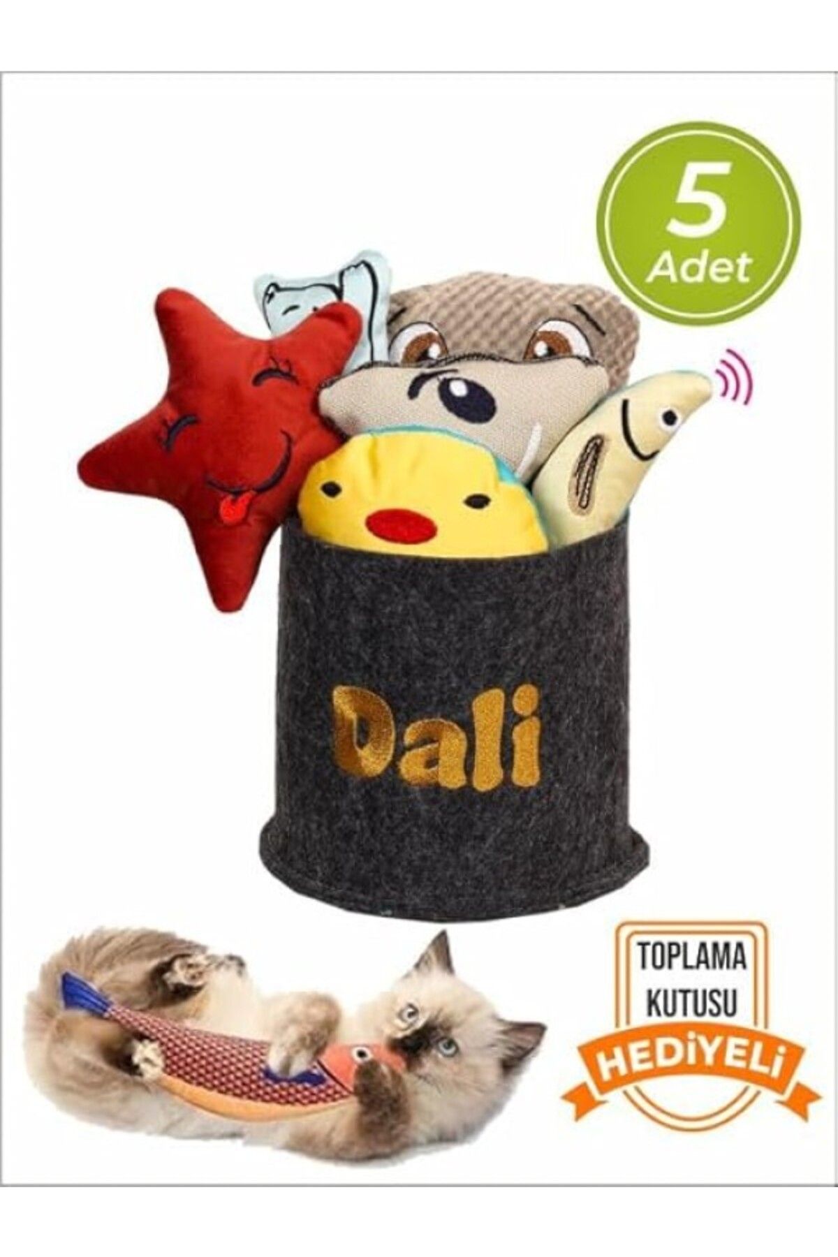 ShopZum Kediler İçin Yumuşak Peluş Ve Kumaş Oyuncaklar, Set Halinde Içerisinde Ses Ve Naneli, Stres