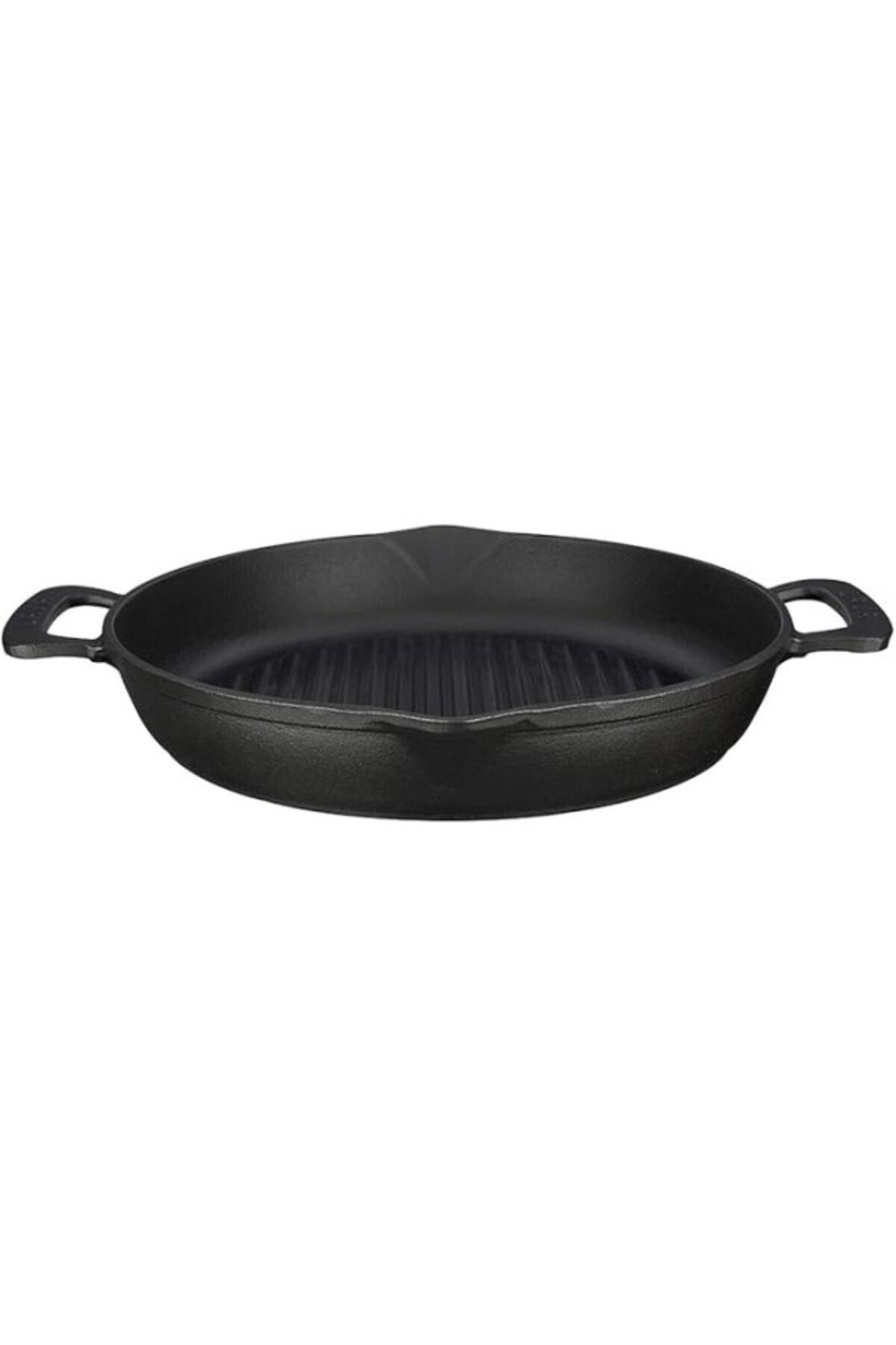ShopZum Lava Döküm Yuvarlak Izgara Tava, Metal Kulplu, 32cm, Siyah